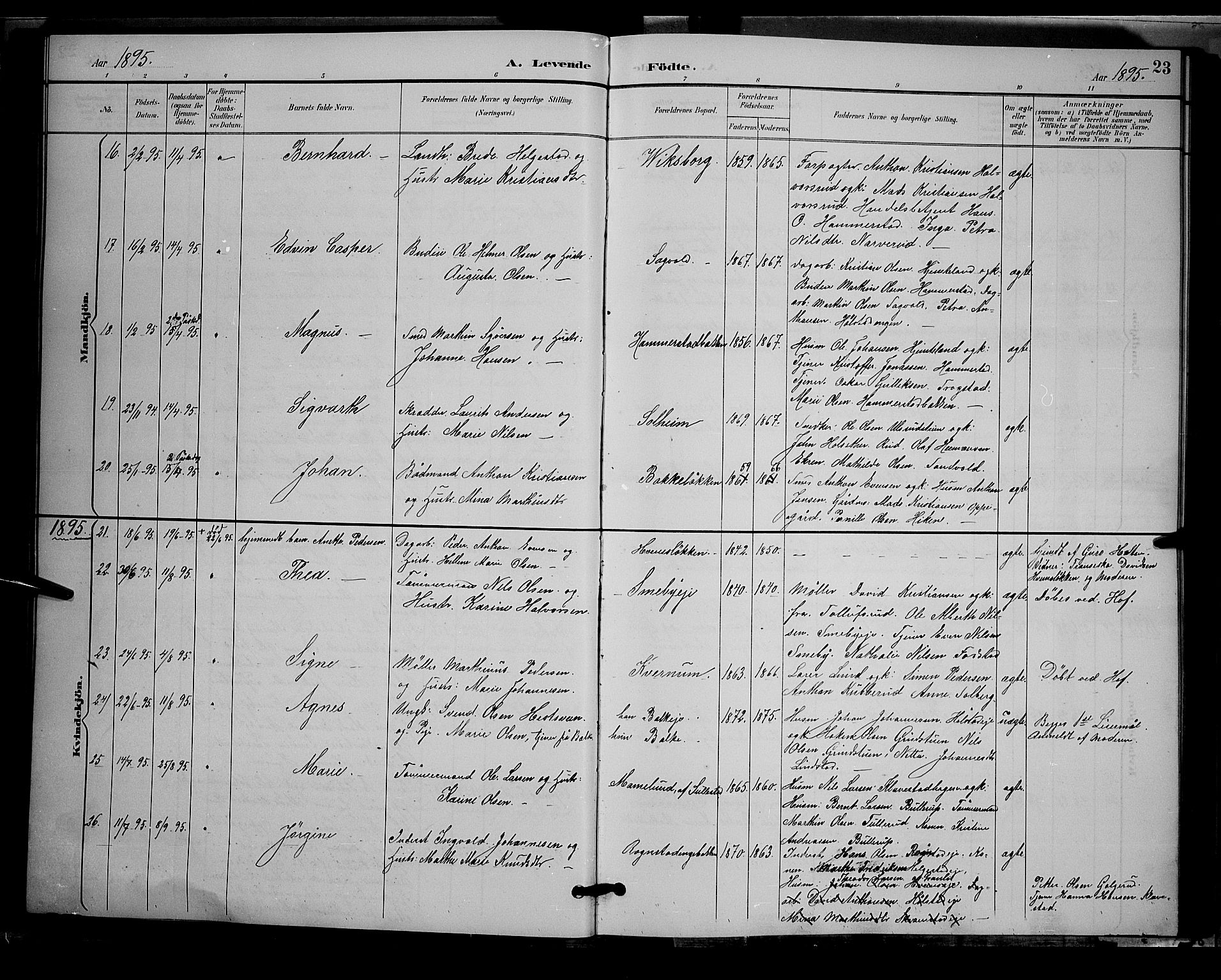 Østre Toten prestekontor, AV/SAH-PREST-104/H/Ha/Hab/L0006: Parish register (copy) no. 6, 1893-1901, p. 23