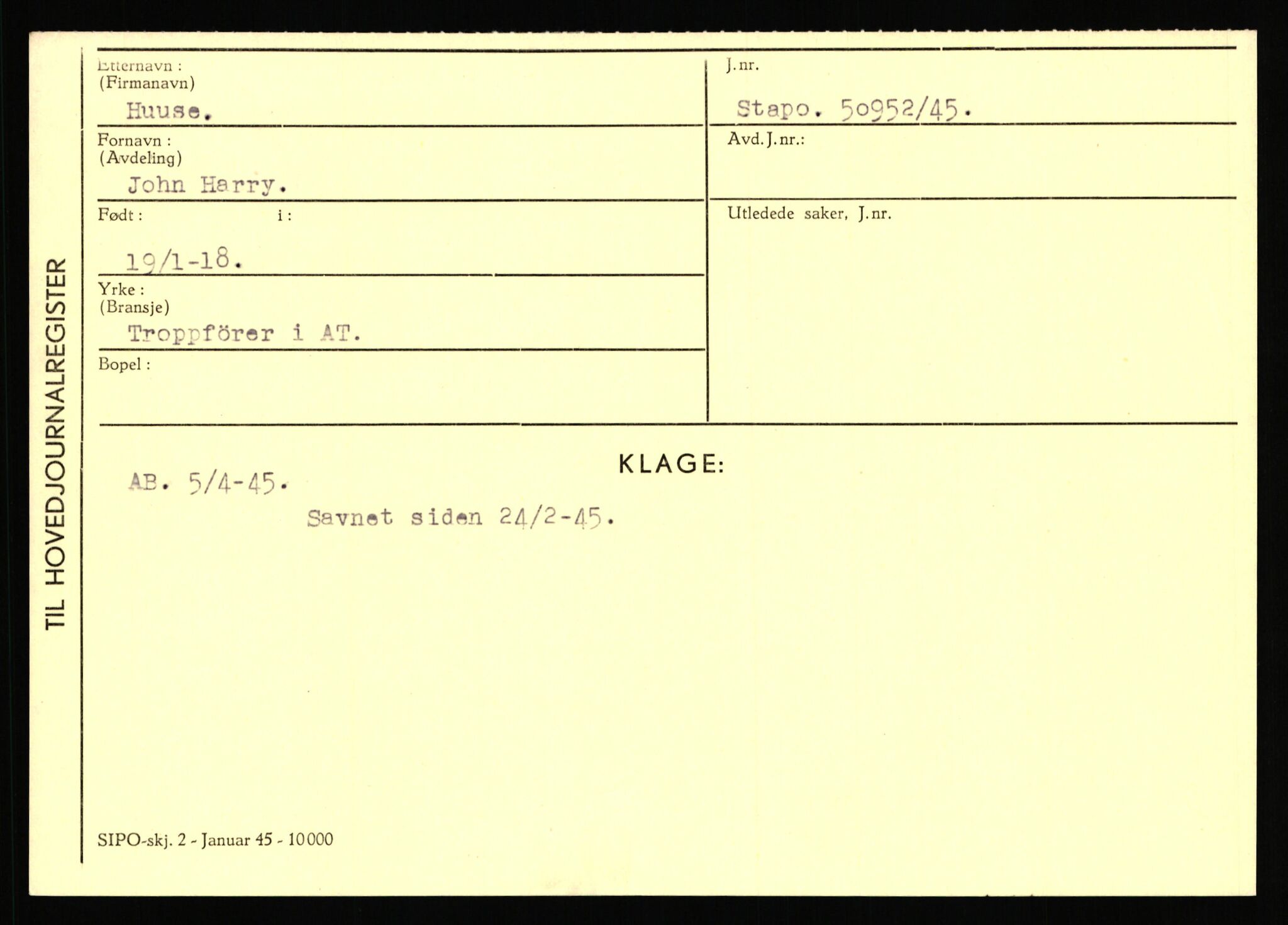 Statspolitiet - Hovedkontoret / Osloavdelingen, AV/RA-S-1329/C/Ca/L0007: Hol - Joelsen, 1943-1945, p. 1463