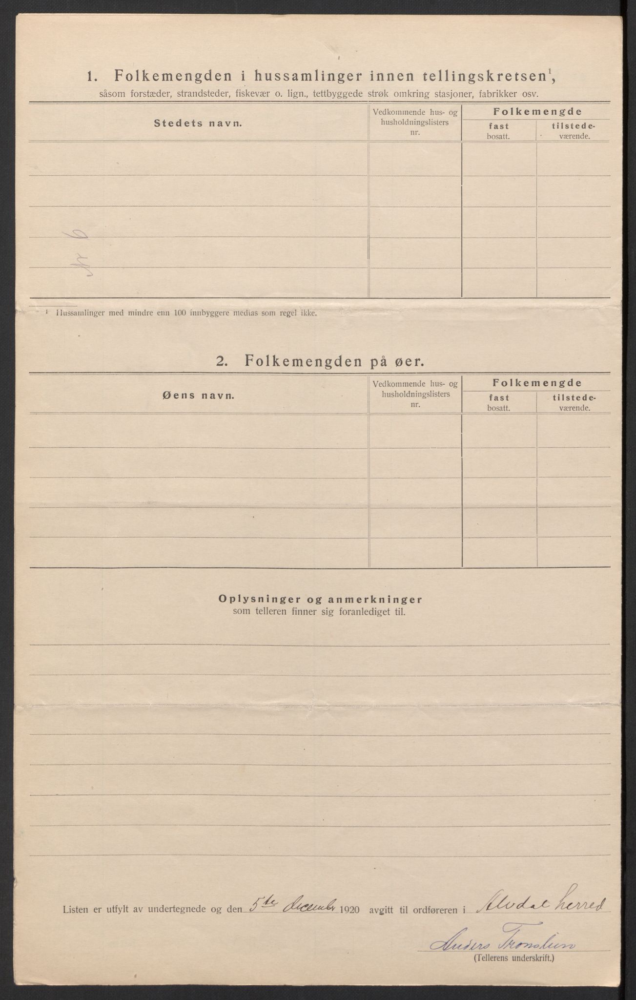 SAH, 1920 census for Alvdal, 1920, p. 31