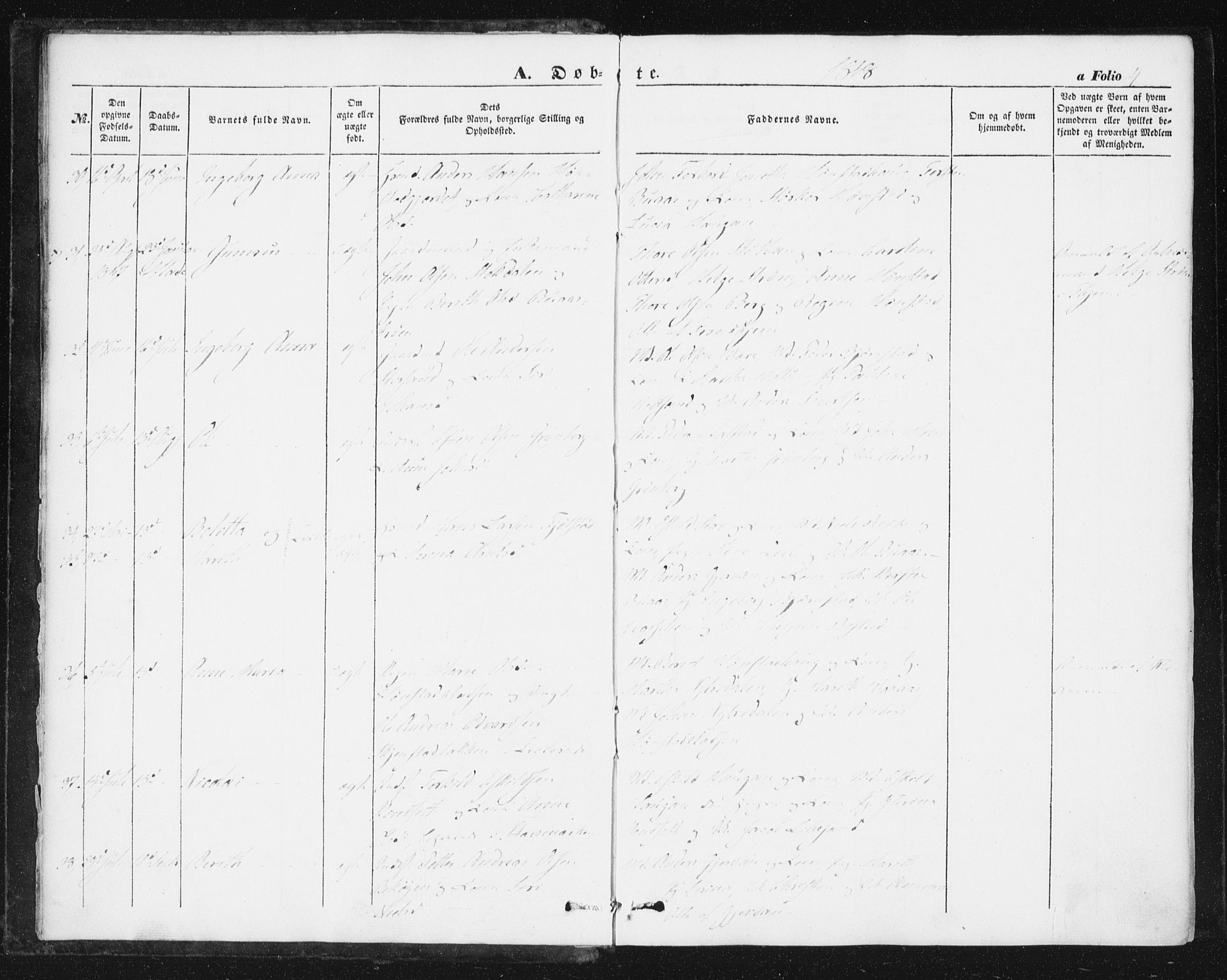 Ministerialprotokoller, klokkerbøker og fødselsregistre - Sør-Trøndelag, AV/SAT-A-1456/616/L0407: Parish register (official) no. 616A04, 1848-1856, p. 4