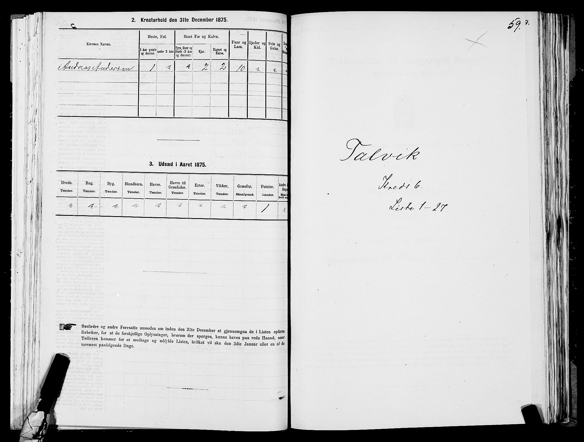 SATØ, 1875 census for 2013P Talvik, 1875, p. 3059