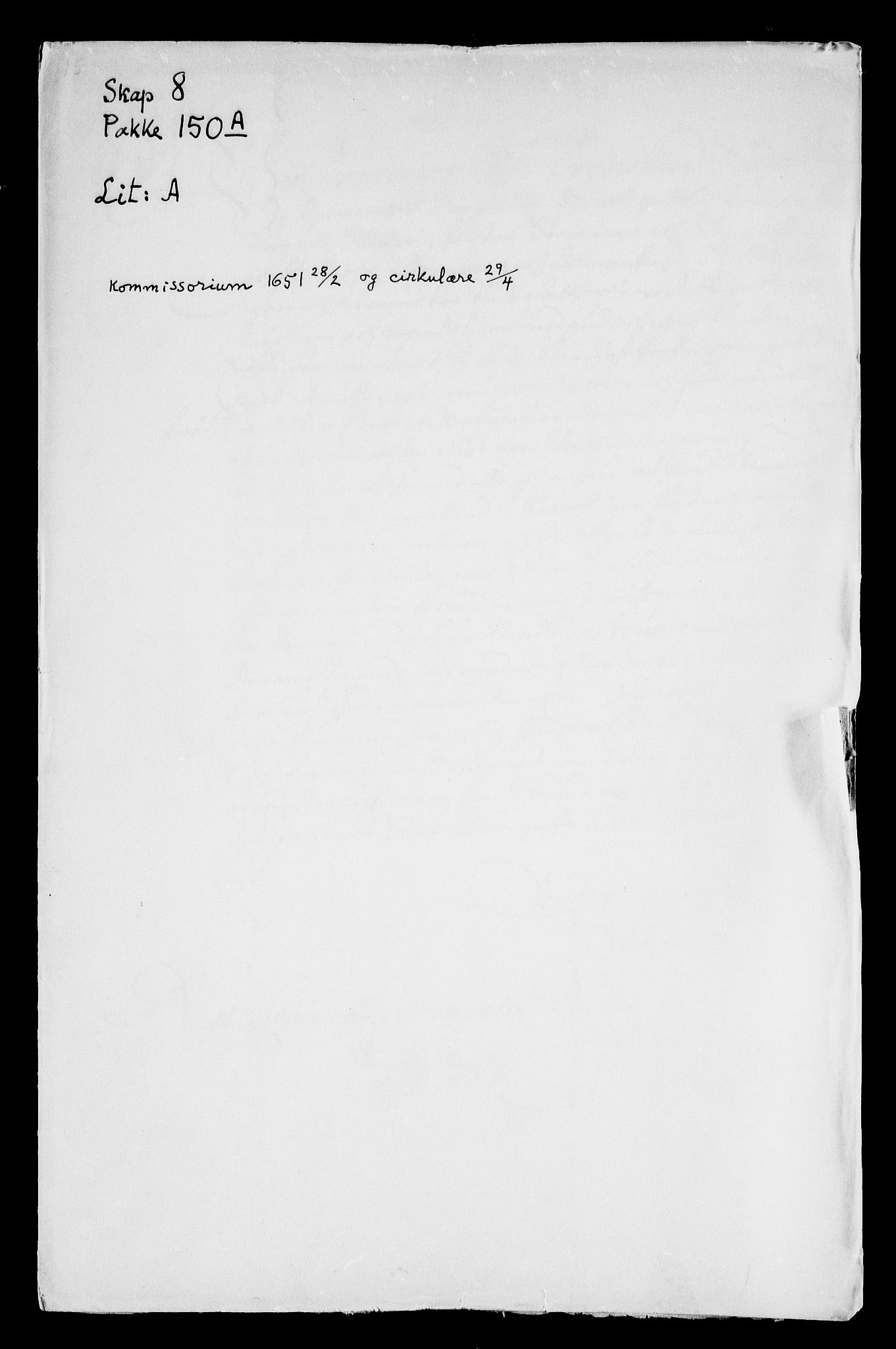 Danske Kanselli, Skapsaker, RA/EA-4061/F/L0007: Skap 8, pakke 150A, litra A-V, 1644-1651, p. 2