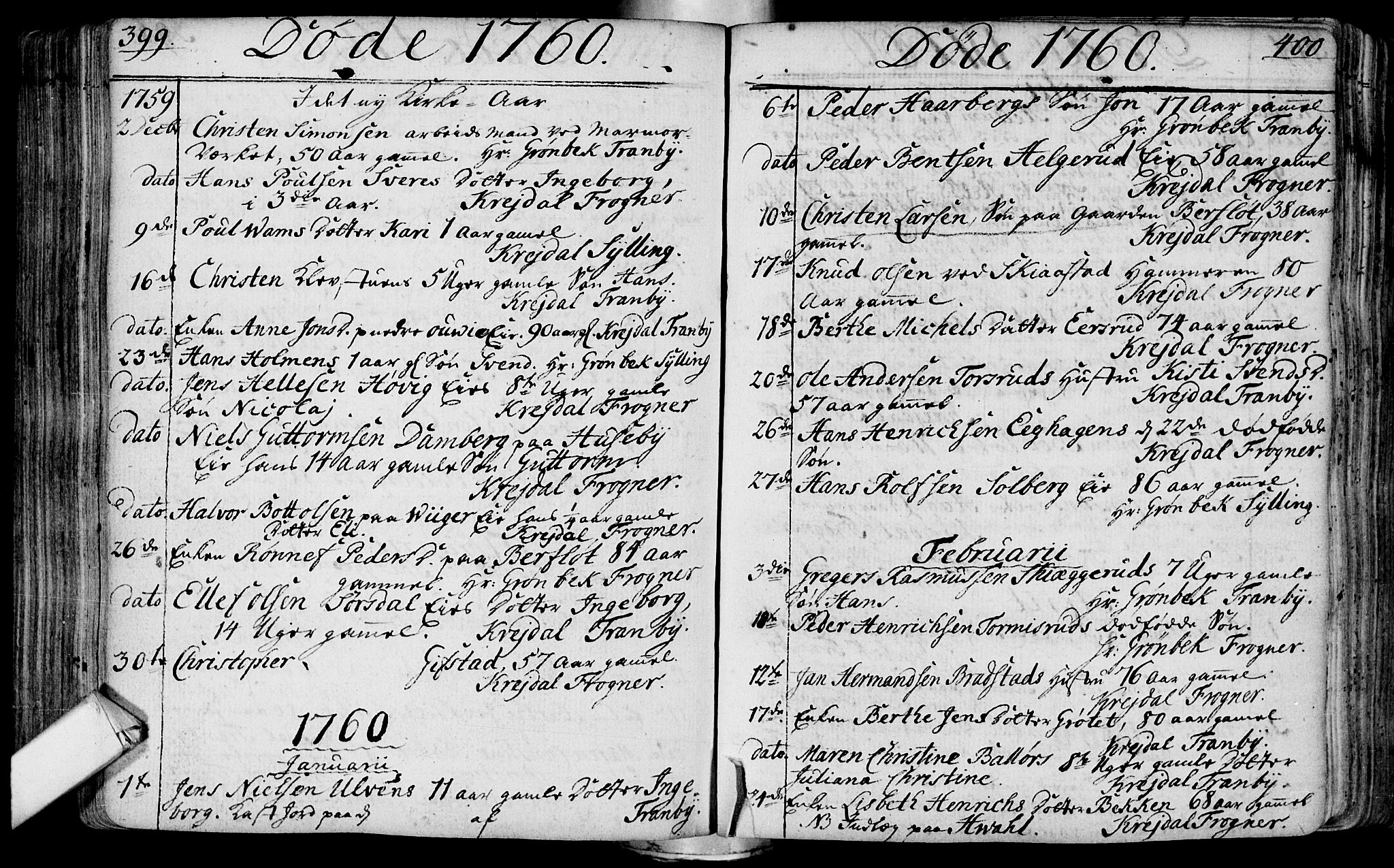 Lier kirkebøker, AV/SAKO-A-230/F/Fa/L0004: Parish register (official) no. I 4, 1749-1764, p. 399-400