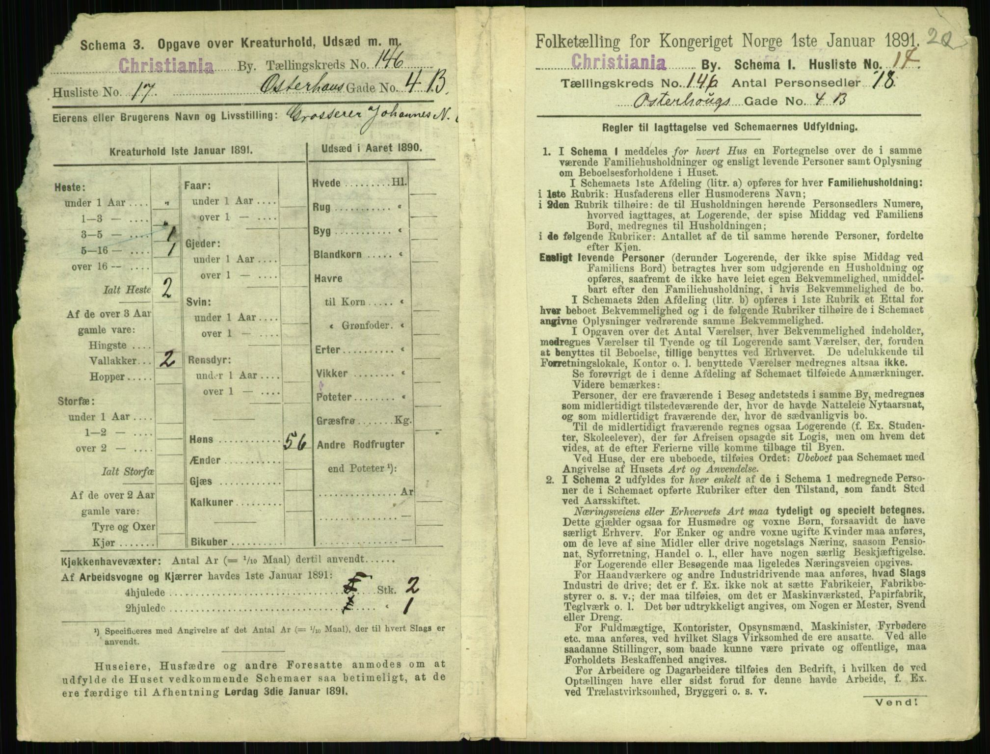 RA, 1891 census for 0301 Kristiania, 1891, p. 80148