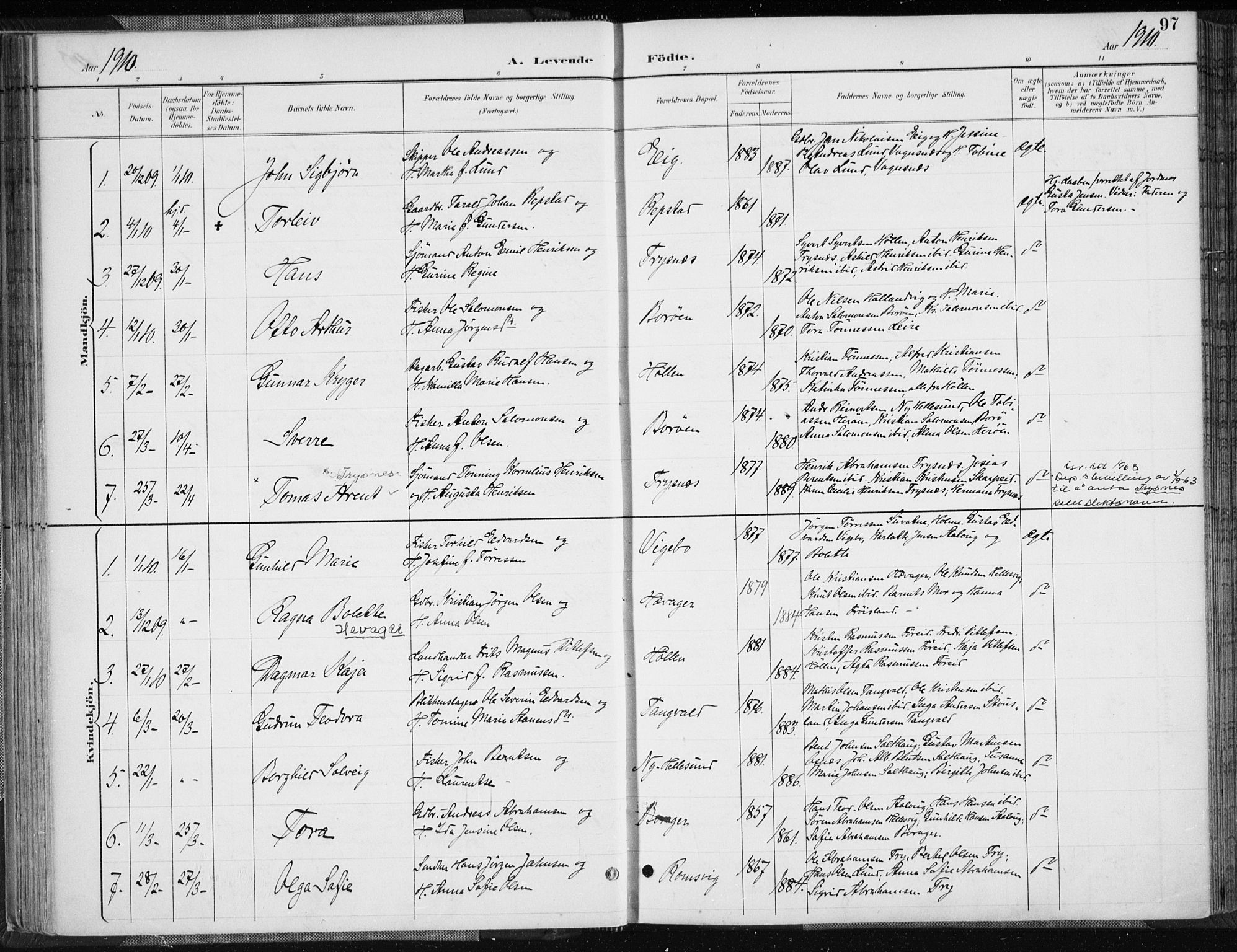 Søgne sokneprestkontor, AV/SAK-1111-0037/F/Fa/Fab/L0013: Parish register (official) no. A 13, 1892-1911, p. 97