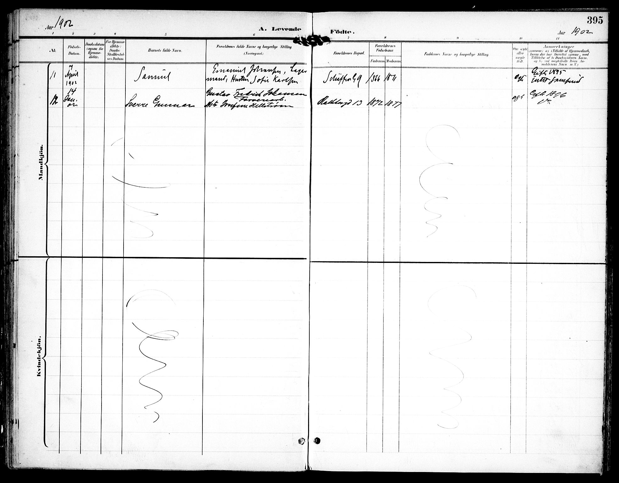 Petrus prestekontor Kirkebøker, AV/SAO-A-10872/F/Fa/L0008: Parish register (official) no. 8, 1899-1909, p. 395