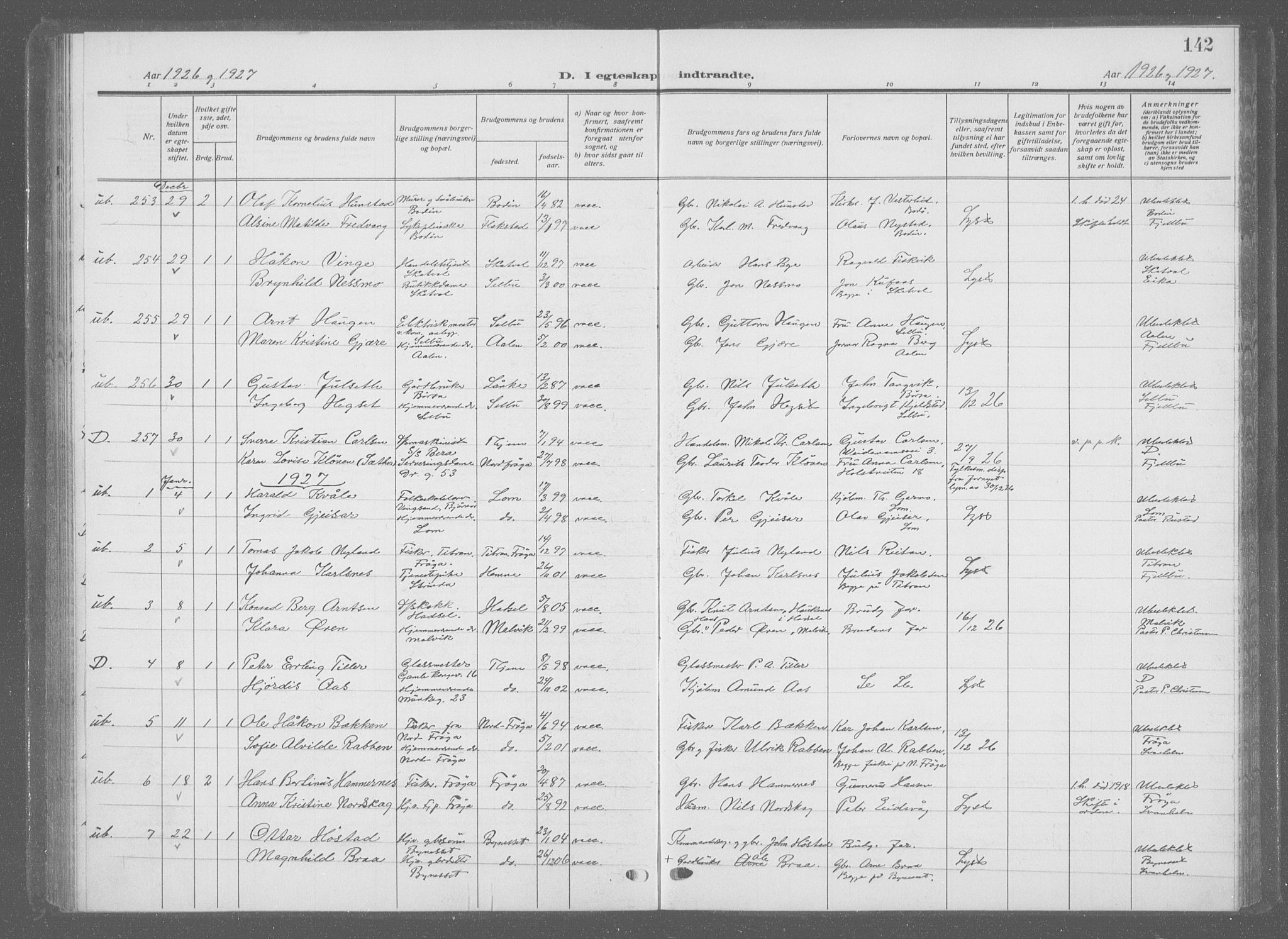 Ministerialprotokoller, klokkerbøker og fødselsregistre - Sør-Trøndelag, AV/SAT-A-1456/601/L0098: Parish register (copy) no. 601C16, 1921-1934, p. 142