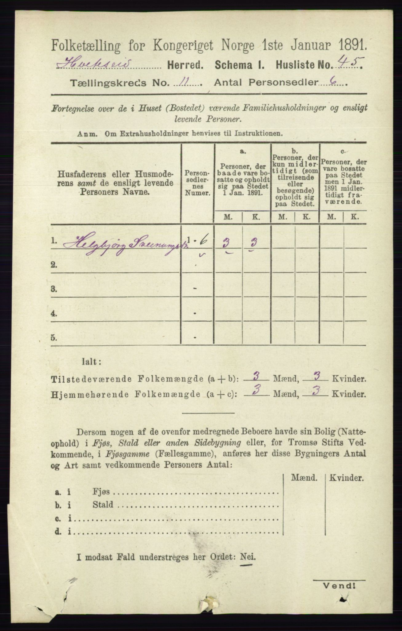 RA, 1891 census for 0829 Kviteseid, 1891, p. 2545