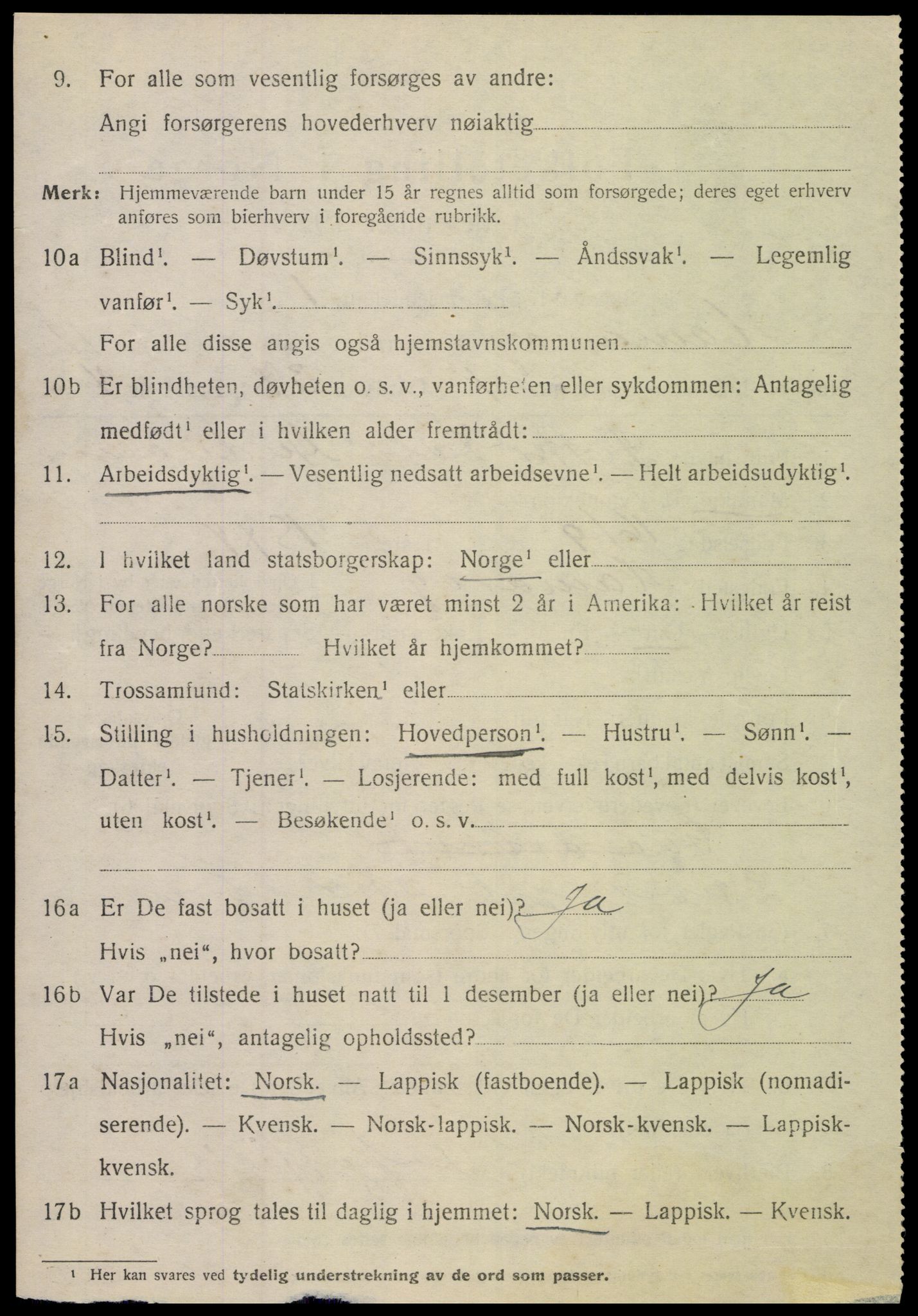 SAT, 1920 census for Hamarøy, 1920, p. 5223