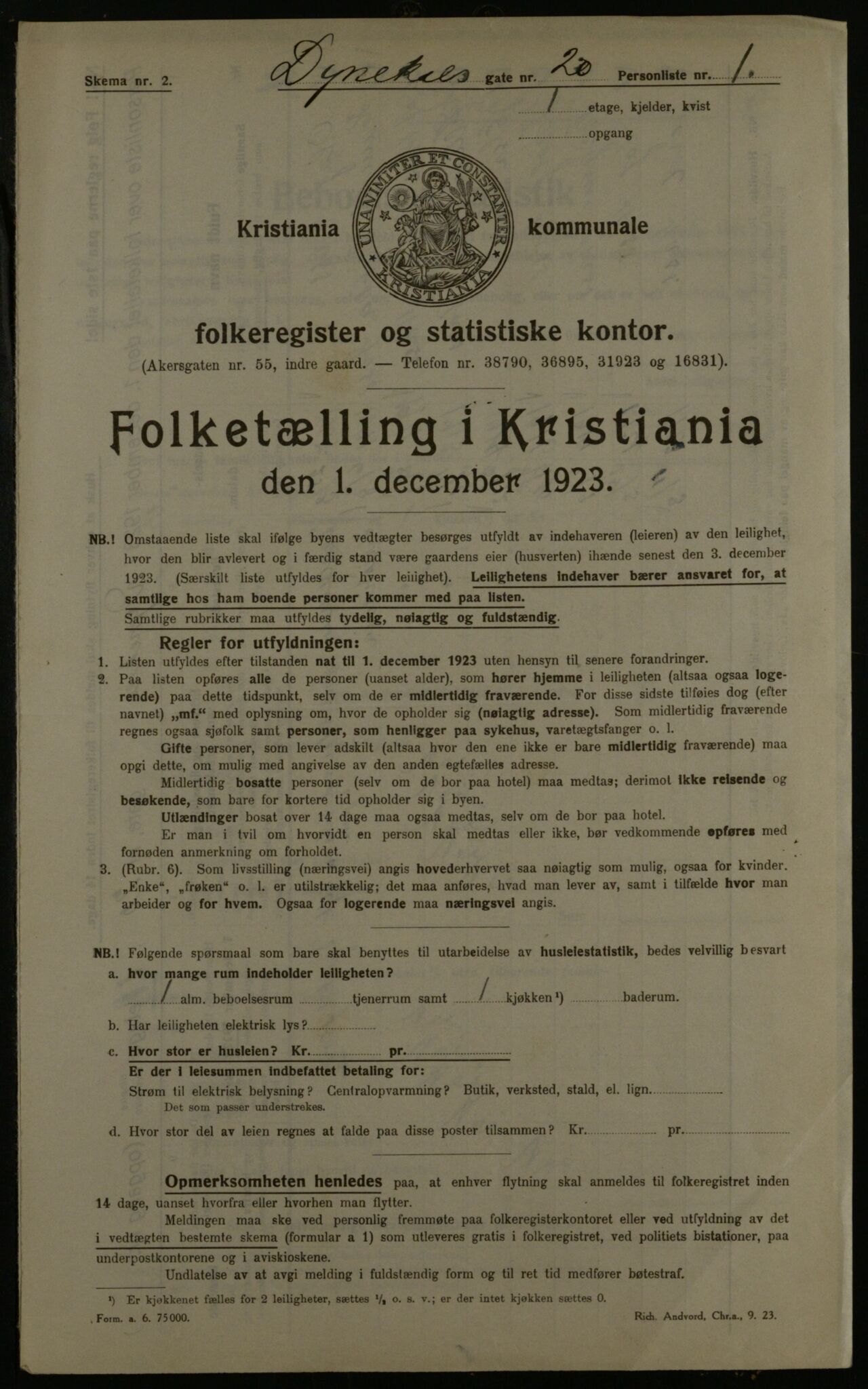 OBA, Municipal Census 1923 for Kristiania, 1923, p. 19662