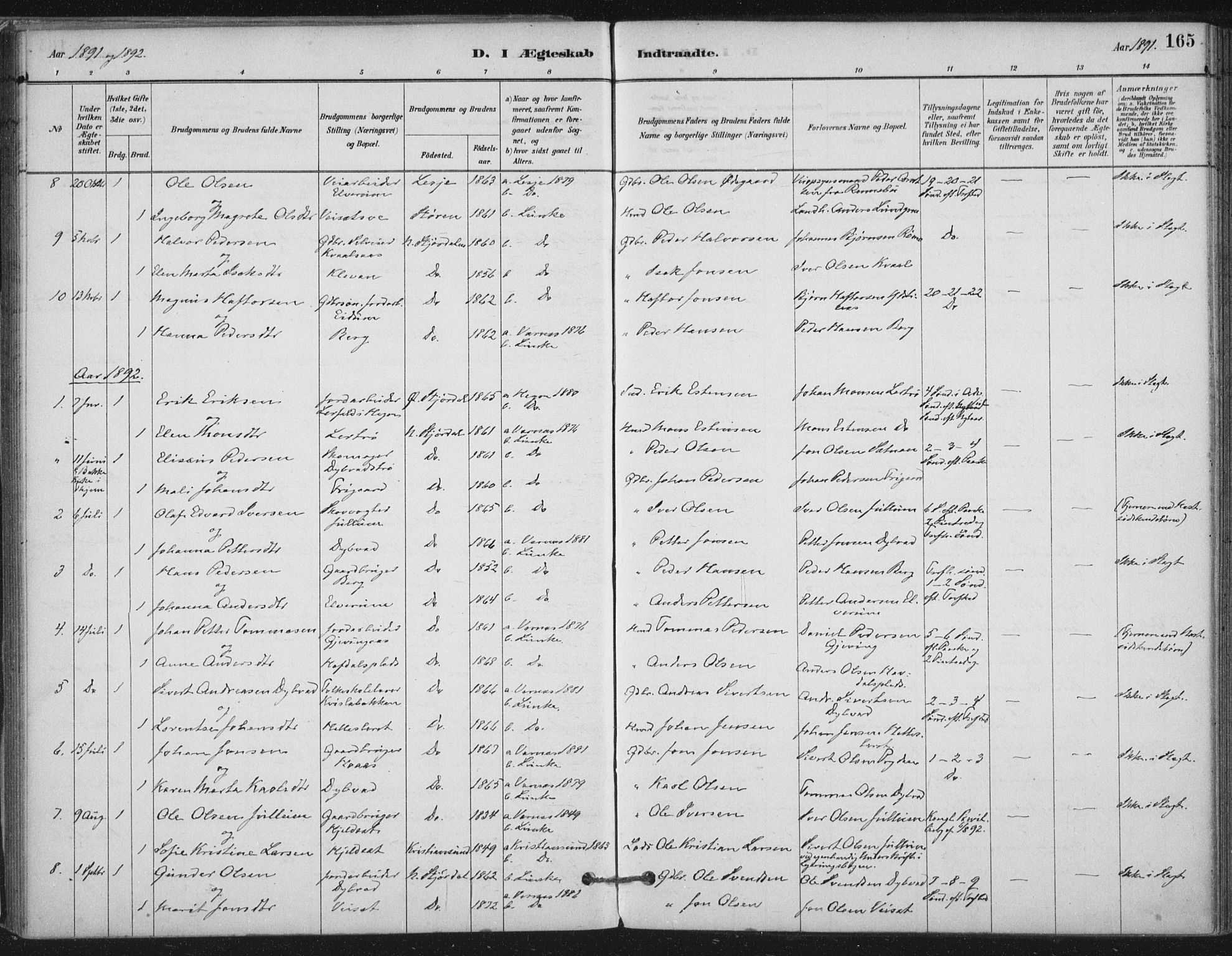Ministerialprotokoller, klokkerbøker og fødselsregistre - Nord-Trøndelag, SAT/A-1458/710/L0095: Parish register (official) no. 710A01, 1880-1914, p. 165