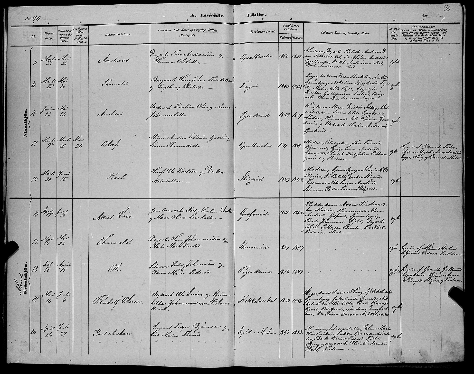 Hole kirkebøker, AV/SAKO-A-228/G/Gb/L0003: Parish register (copy) no. II 3, 1890-1901, p. 4