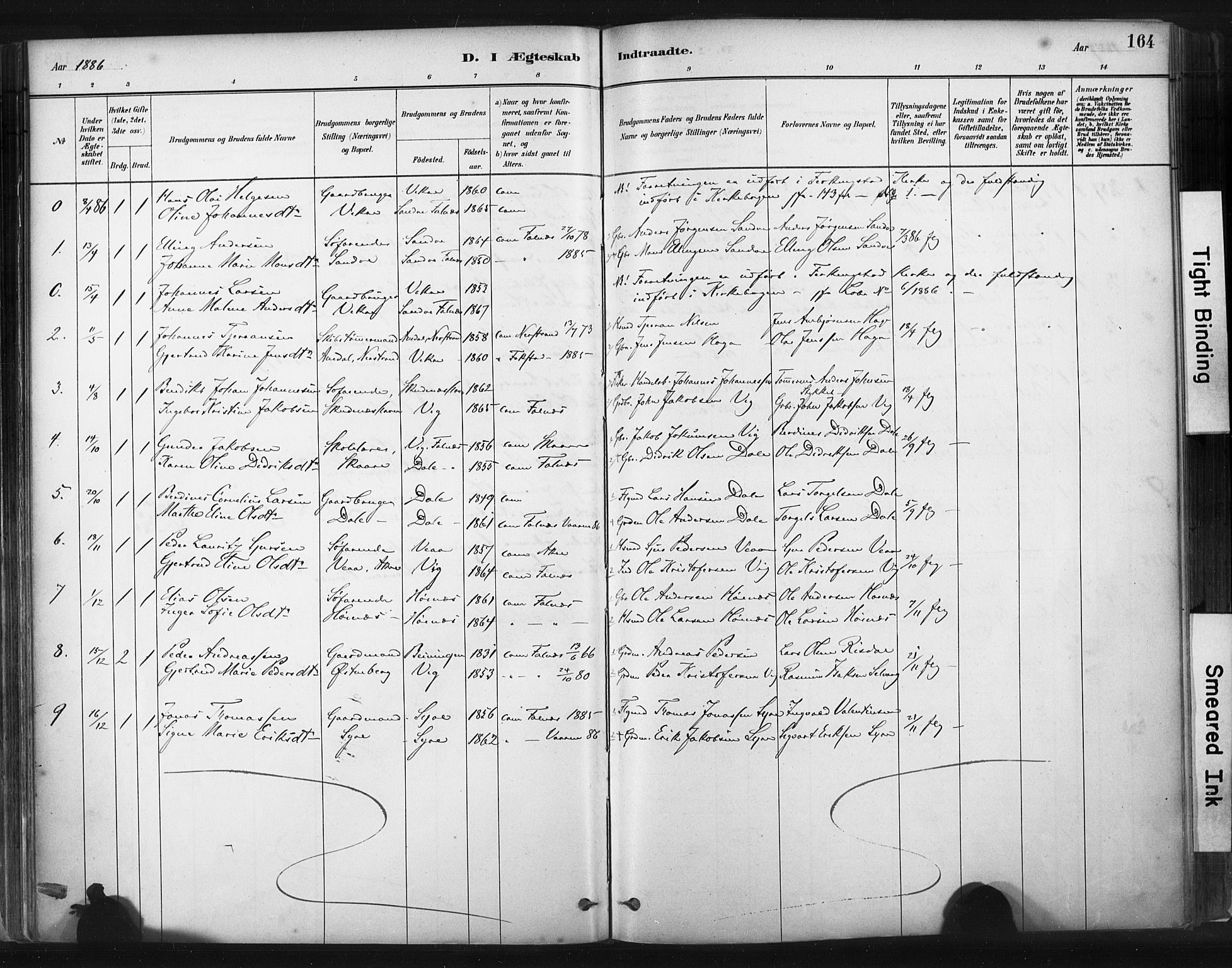Skudenes sokneprestkontor, SAST/A -101849/H/Ha/Haa/L0009: Parish register (official) no. A 6, 1882-1912, p. 164