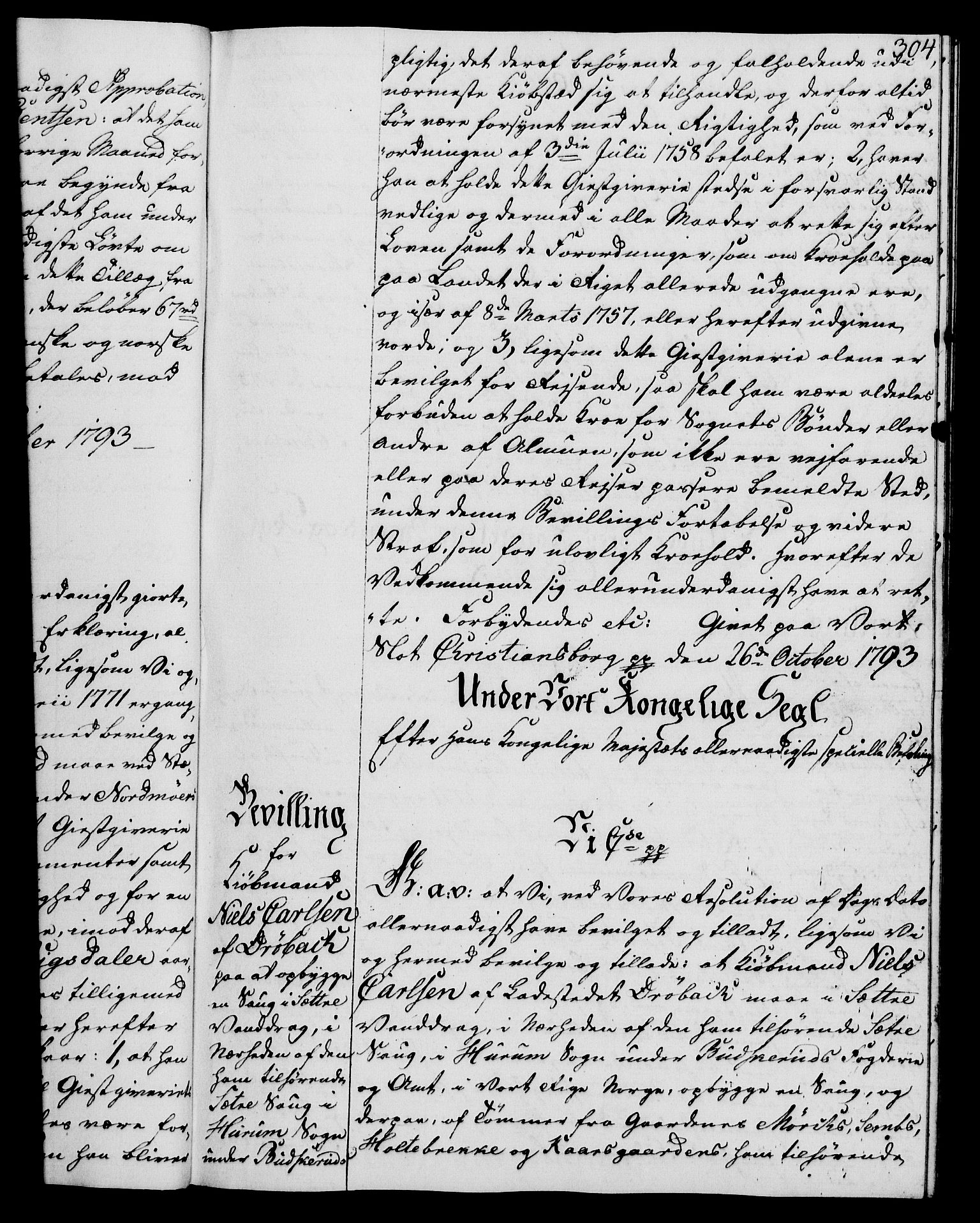 Rentekammeret, Kammerkanselliet, RA/EA-3111/G/Gg/Gga/L0015: Norsk ekspedisjonsprotokoll med register (merket RK 53.15), 1790-1791, p. 304