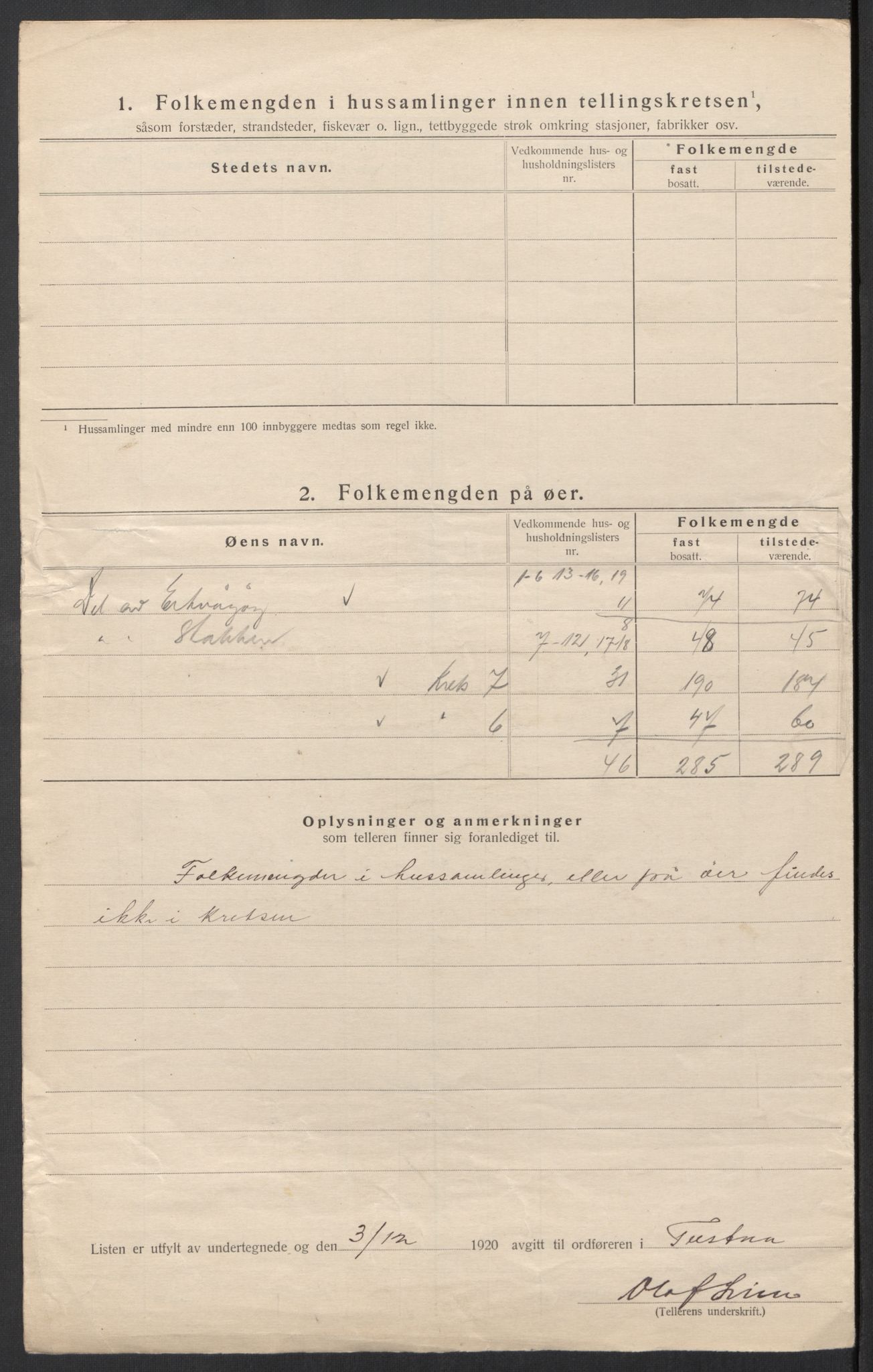 SAT, 1920 census for Tustna, 1920, p. 29