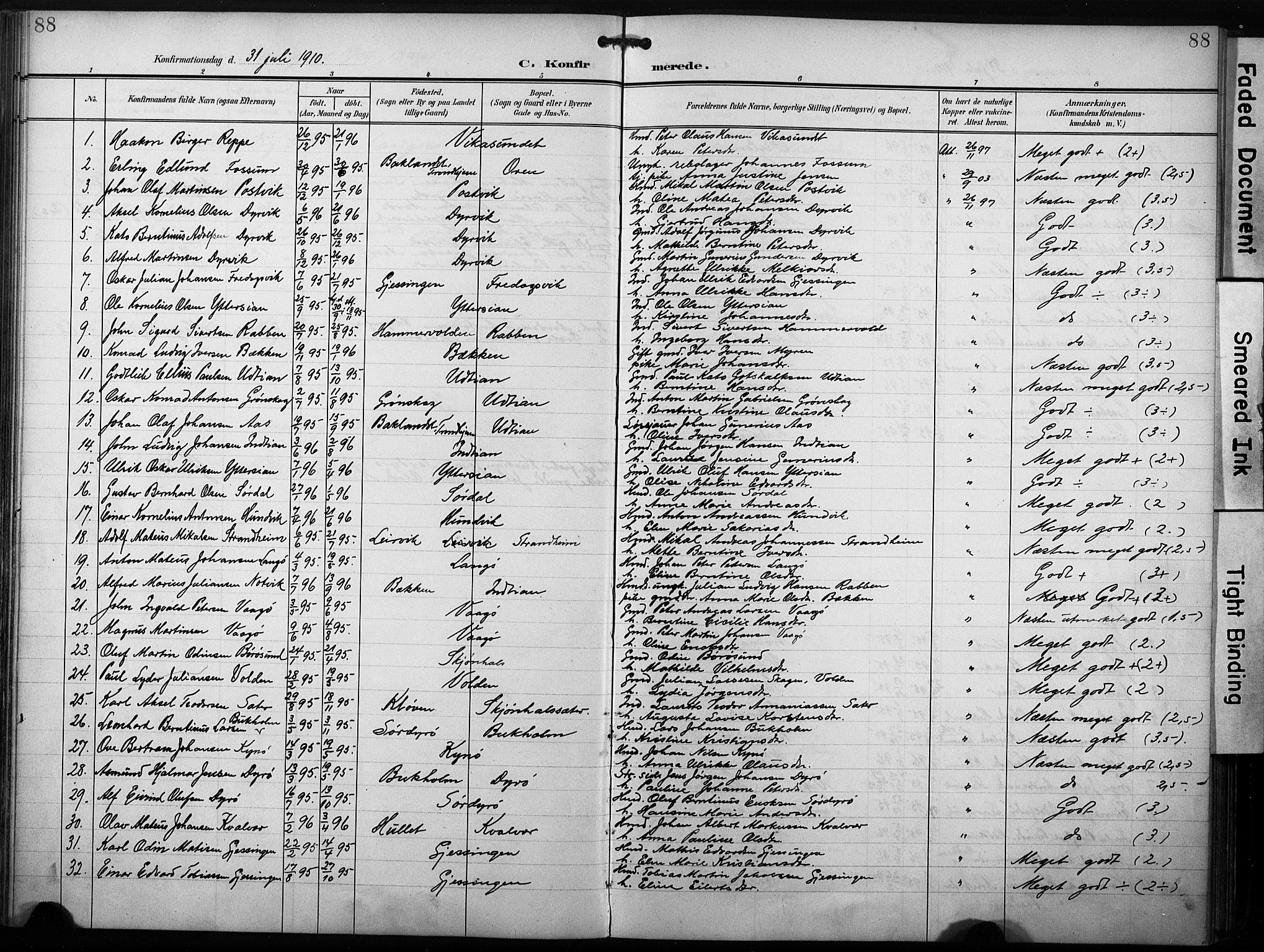 Ministerialprotokoller, klokkerbøker og fødselsregistre - Sør-Trøndelag, SAT/A-1456/640/L0580: Parish register (official) no. 640A05, 1902-1910, p. 88