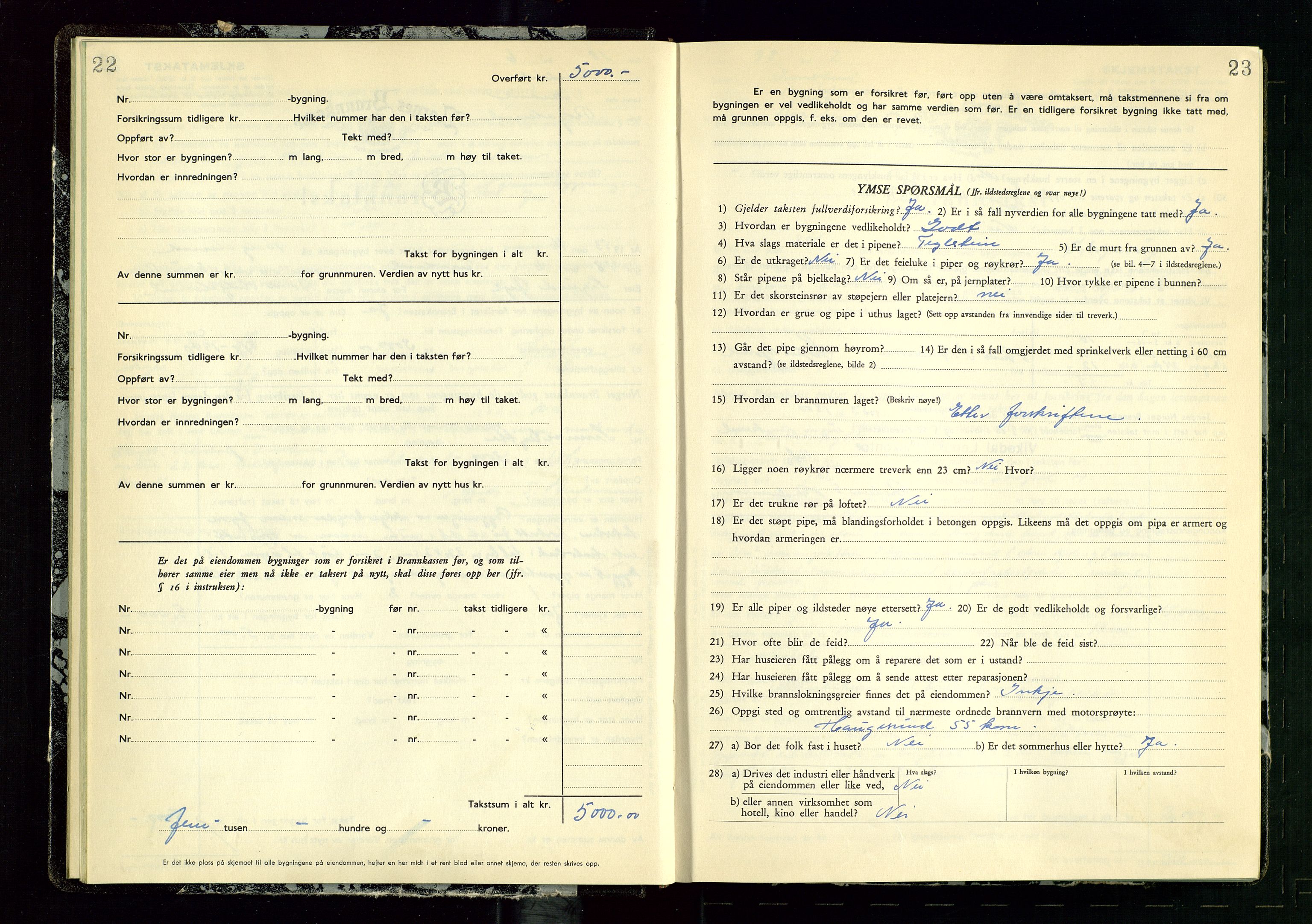 Vikedal lensmannskontor, AV/SAST-A-100179/Gob/L0006: Branntakstprotokoll, 1952-1956, p. 22-23