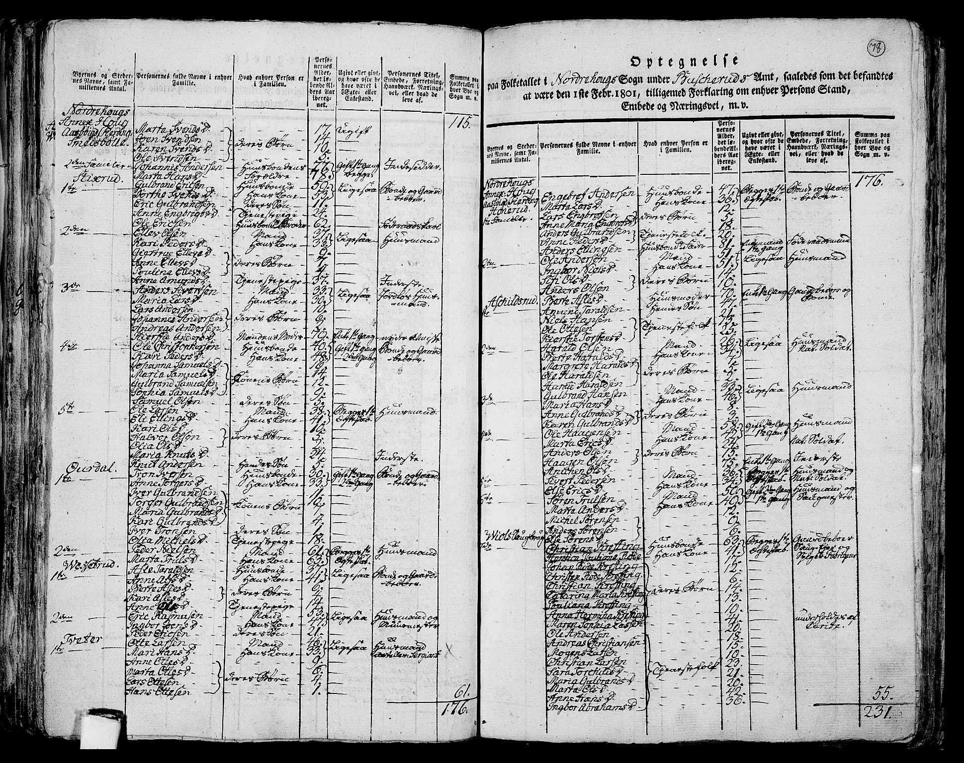 RA, 1801 census for 0613P Norderhov, 1801, p. 77b-78a