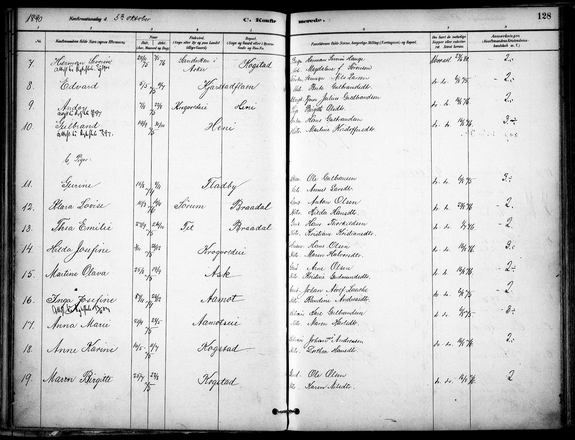 Gjerdrum prestekontor Kirkebøker, SAO/A-10412b/F/Fb/L0001: Parish register (official) no. II 1, 1881-1921, p. 128