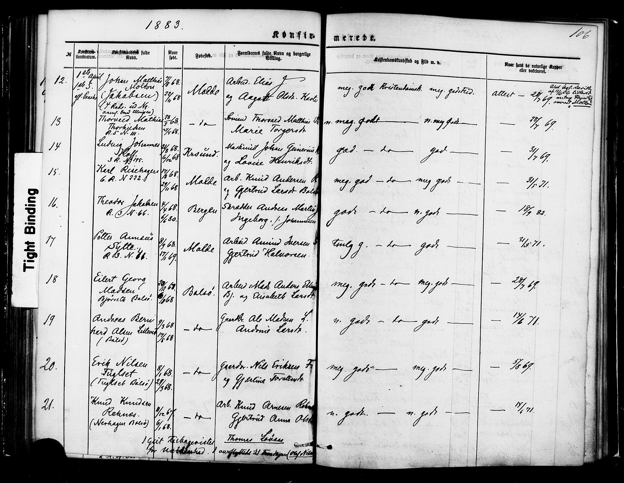 Ministerialprotokoller, klokkerbøker og fødselsregistre - Møre og Romsdal, AV/SAT-A-1454/558/L0691: Parish register (official) no. 558A05, 1873-1886, p. 106