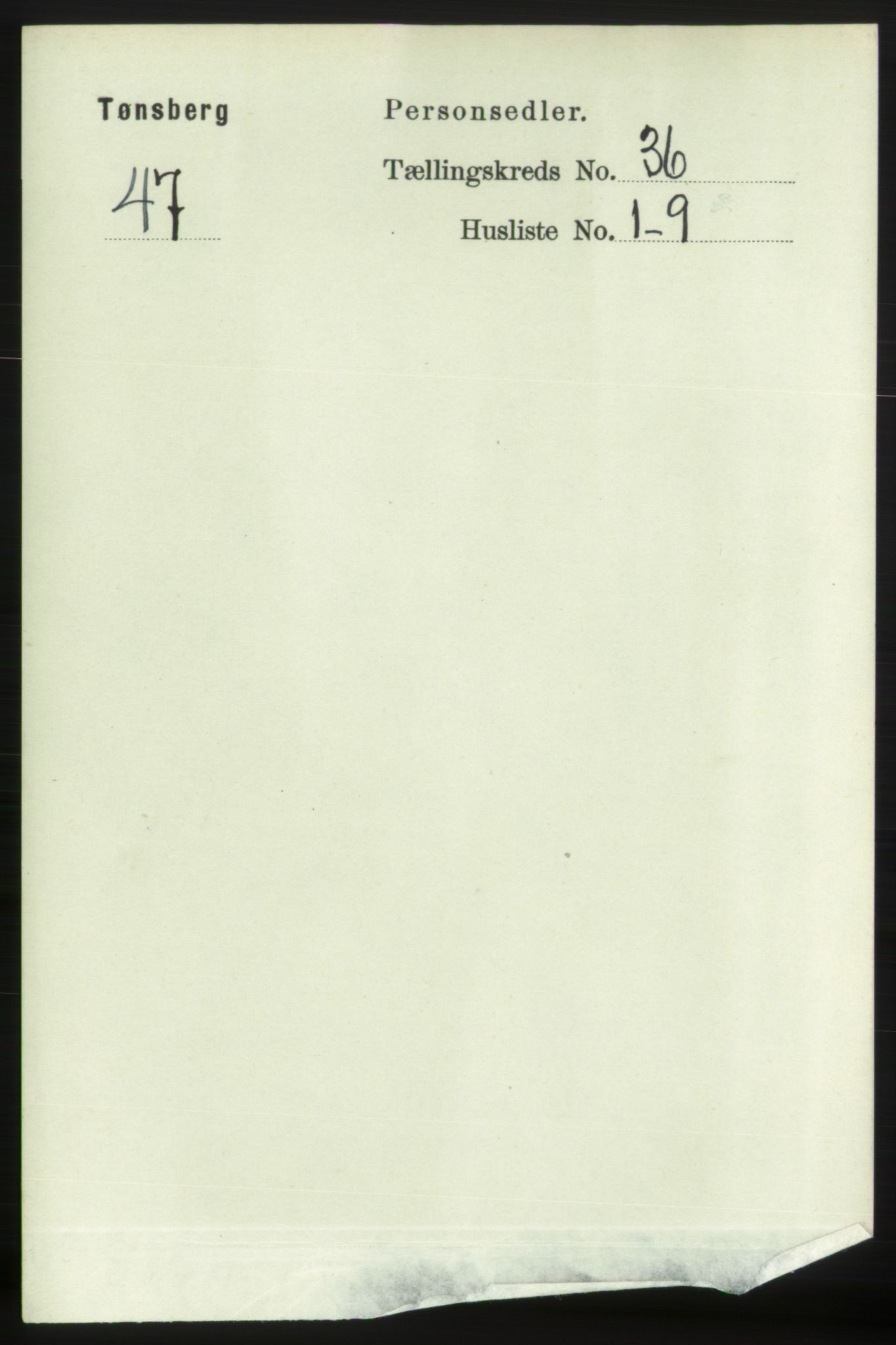 RA, 1891 census for 0705 Tønsberg, 1891, p. 7872