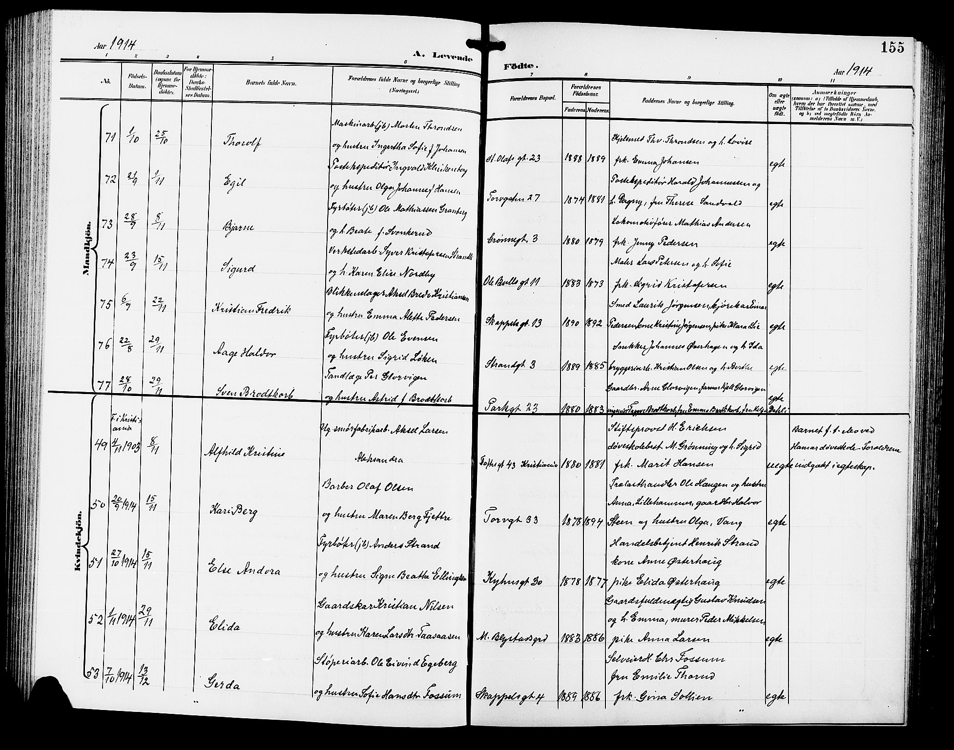 Hamar prestekontor, AV/SAH-DOMPH-002/H/Ha/Hab/L0001: Parish register (copy) no. 1, 1899-1914, p. 155