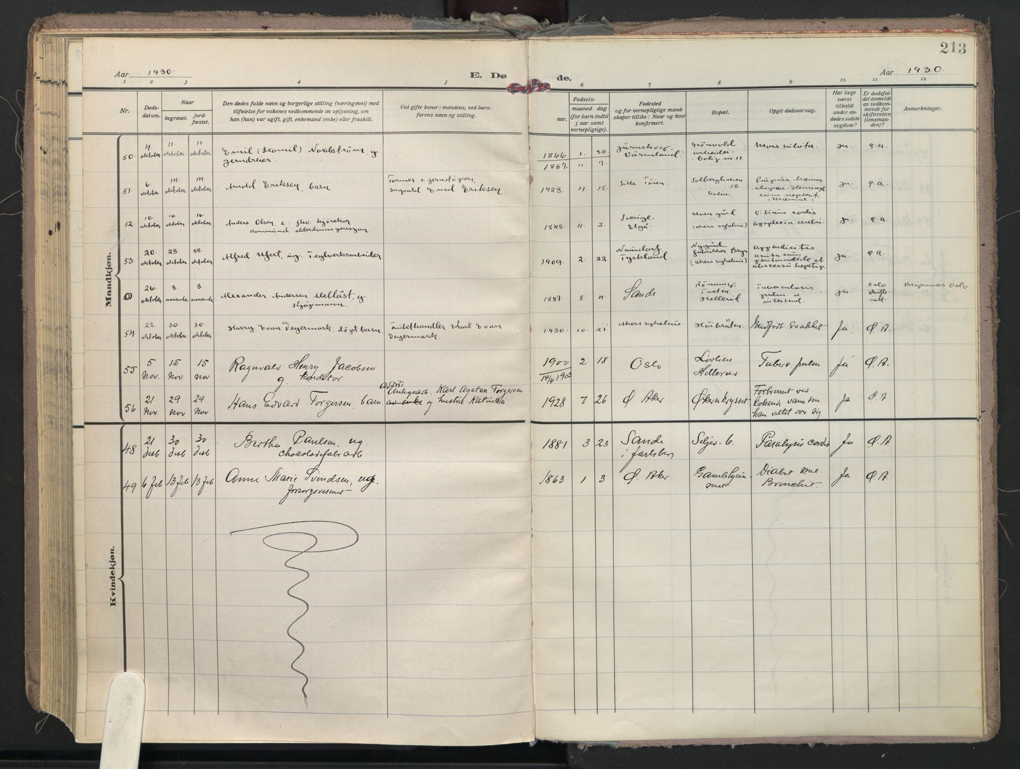 Østre Aker prestekontor Kirkebøker, AV/SAO-A-10840/F/Fa/L0014: Parish register (official) no. I 14, 1926-1936, p. 213