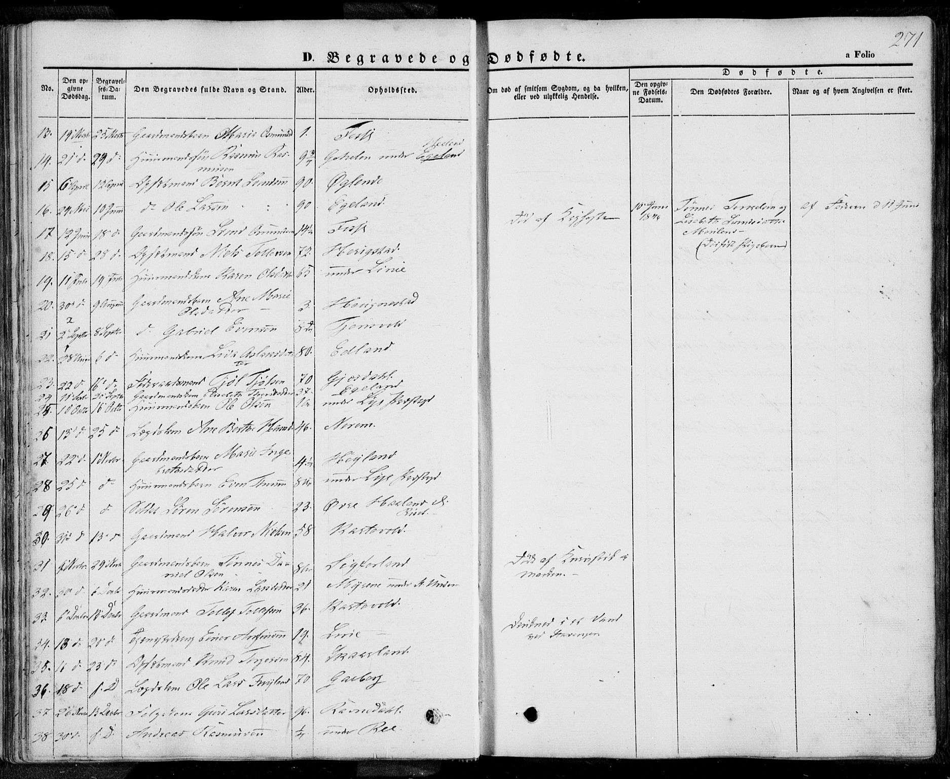 Lye sokneprestkontor, AV/SAST-A-101794/001/30BA/L0006: Parish register (official) no. A 5.2, 1842-1855, p. 271