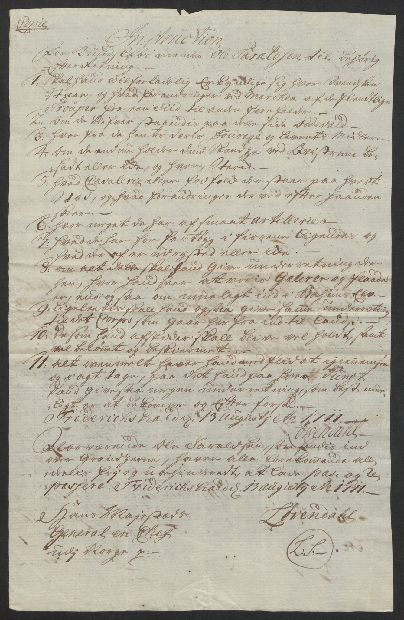 Kommanderende general (KG I) med Det norske krigsdirektorium, AV/RA-EA-5419/D/L0153: Fredriksten festning: Brev, inventarfortegnelser og regnskapsekstrakter, 1724-1729, p. 419