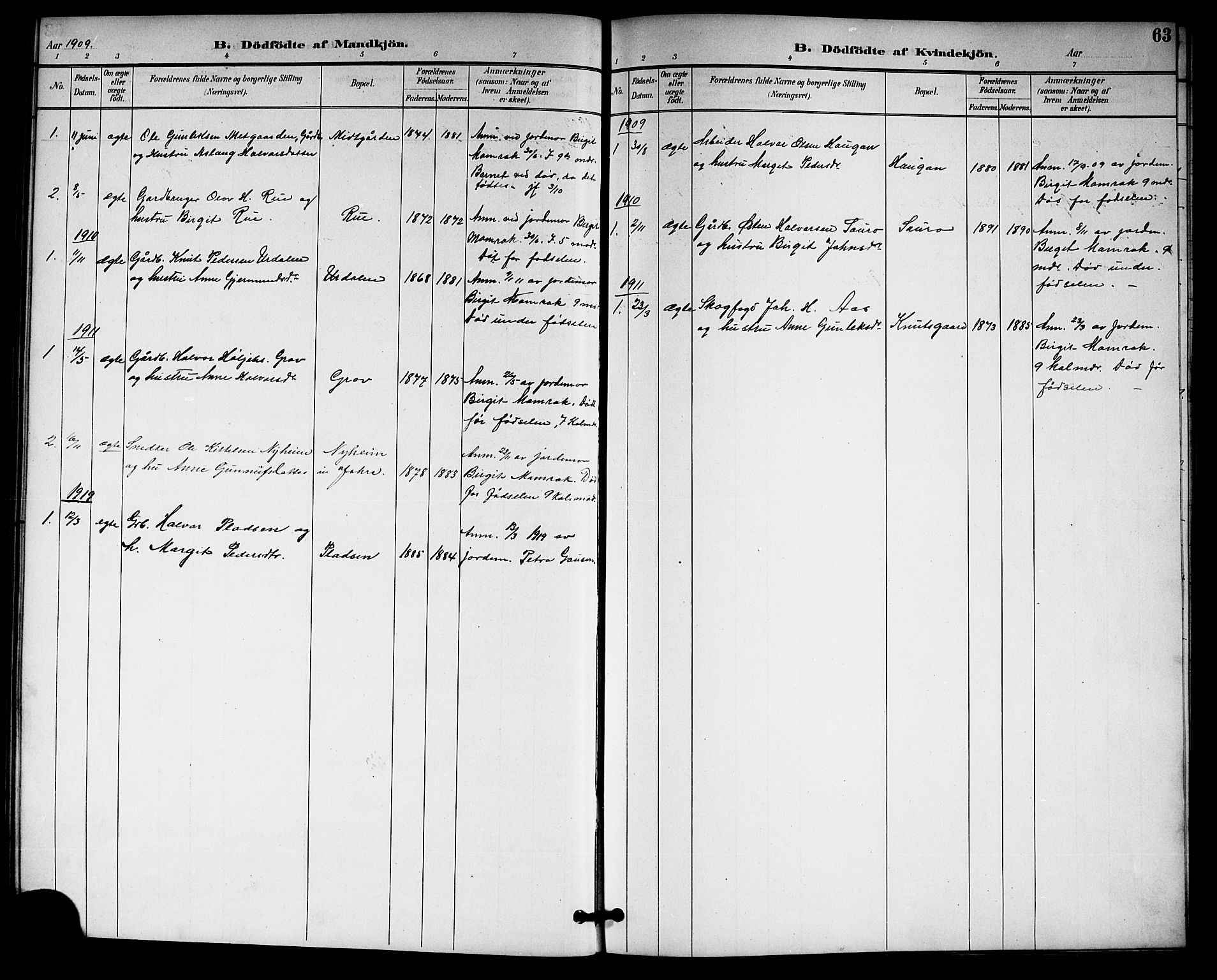 Gransherad kirkebøker, SAKO/A-267/G/Gb/L0003: Parish register (copy) no. II 3, 1887-1921, p. 63