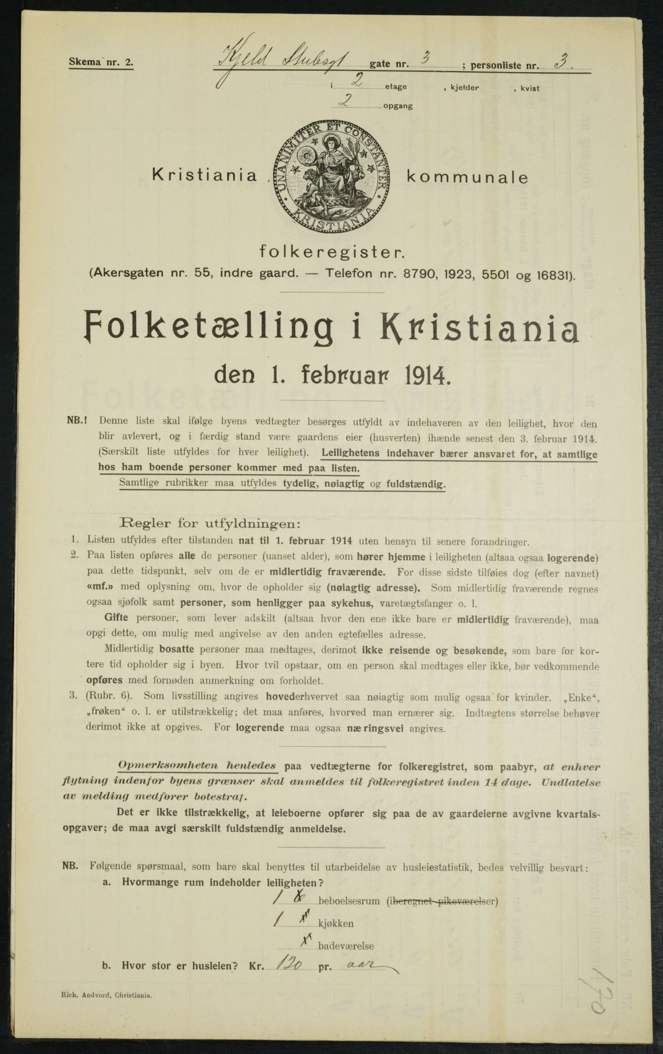 OBA, Municipal Census 1914 for Kristiania, 1914, p. 51445