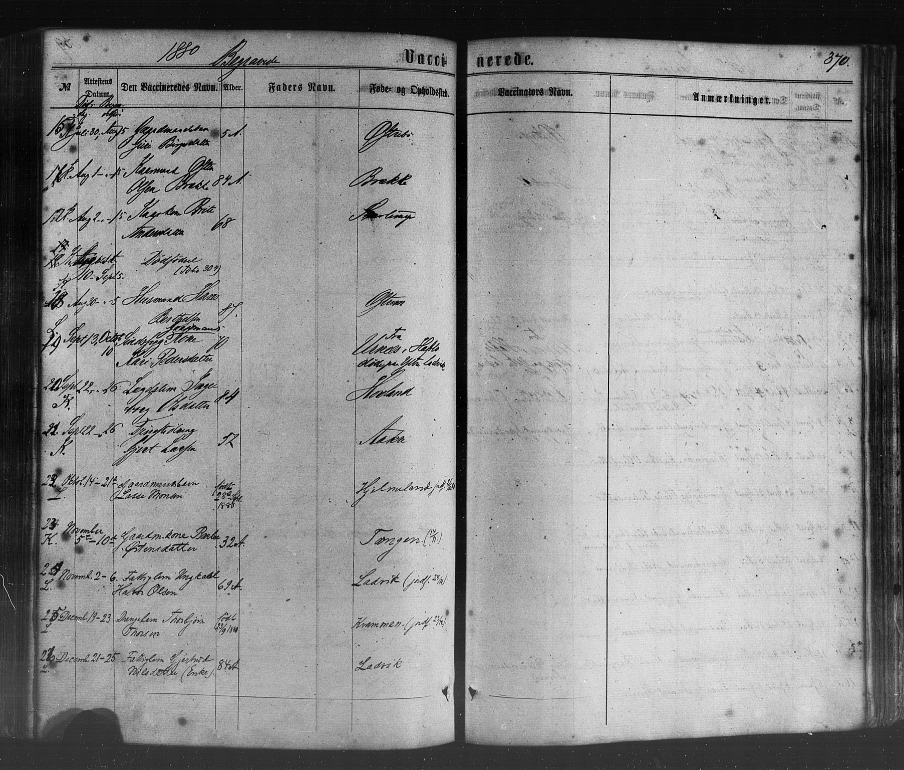 Lavik sokneprestembete, SAB/A-80901: Parish register (official) no. A 4, 1864-1881, p. 370