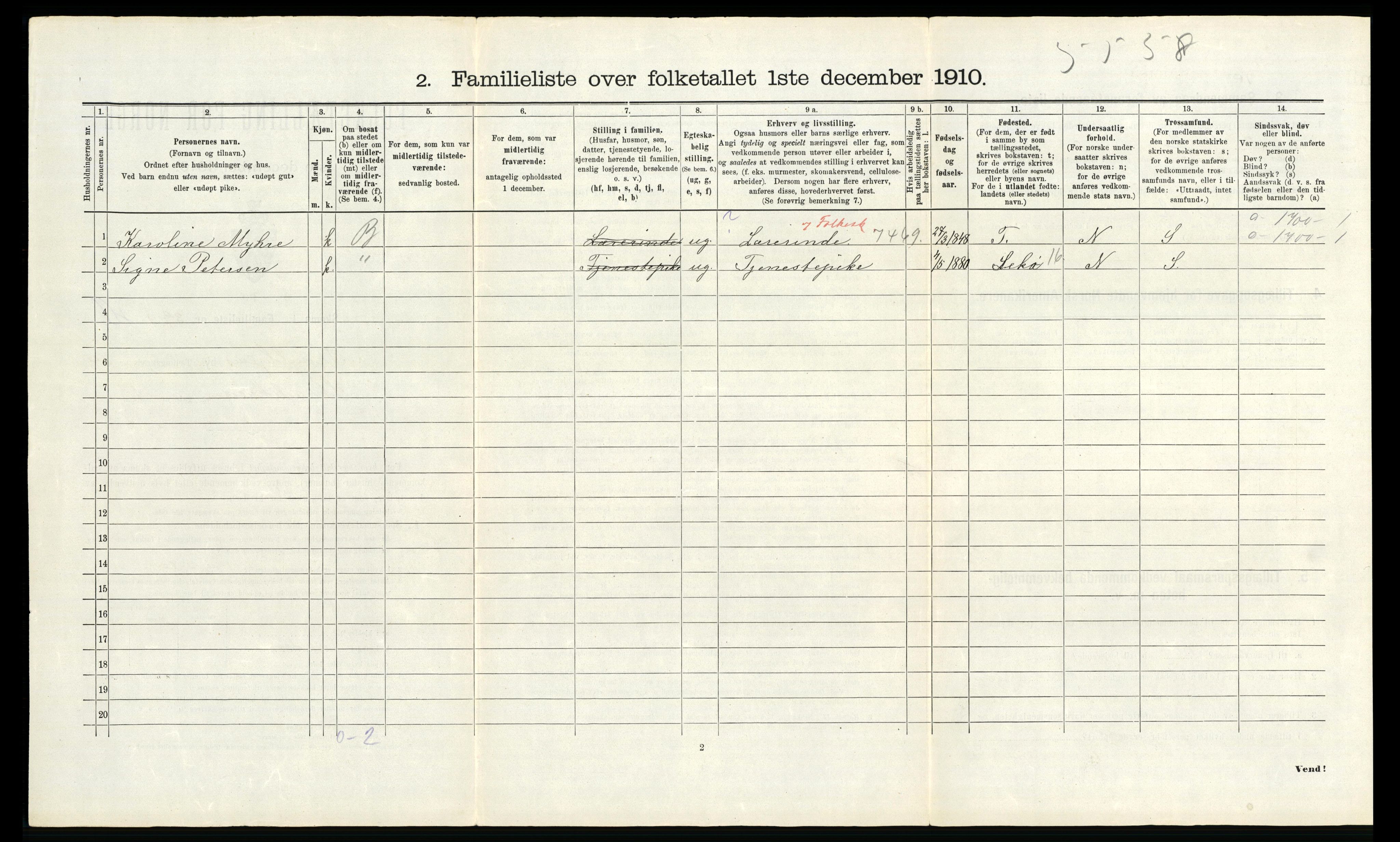 RA, 1910 census for Trondheim, 1910, p. 6798