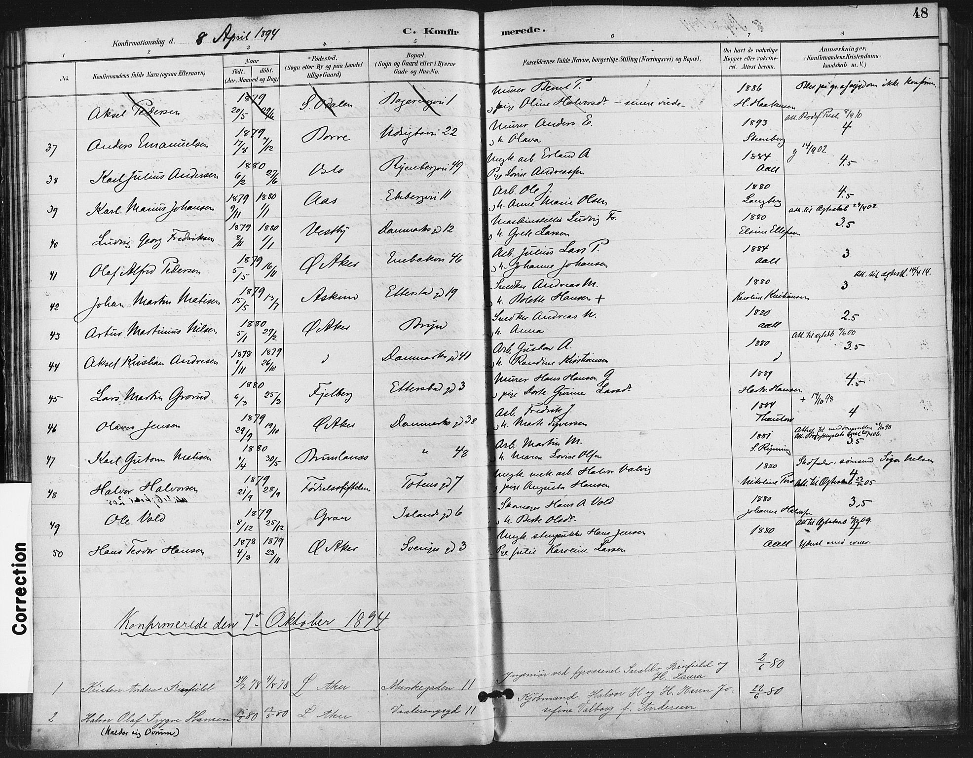 Gamlebyen prestekontor Kirkebøker, SAO/A-10884/F/Fa/L0008: Parish register (official) no. 8, 1891-1908, p. 48