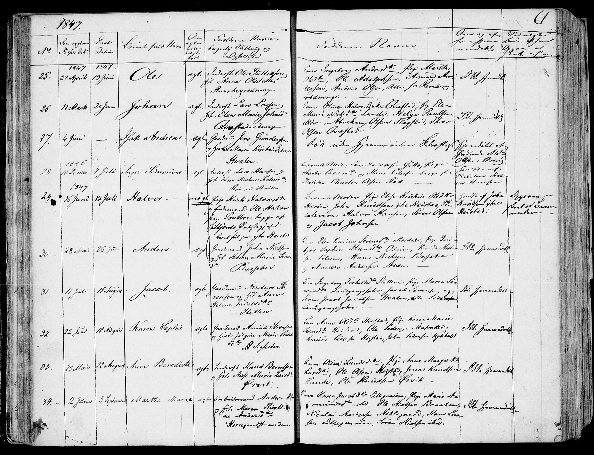 Eidanger kirkebøker, AV/SAKO-A-261/F/Fa/L0008: Parish register (official) no. 8, 1831-1858, p. 61