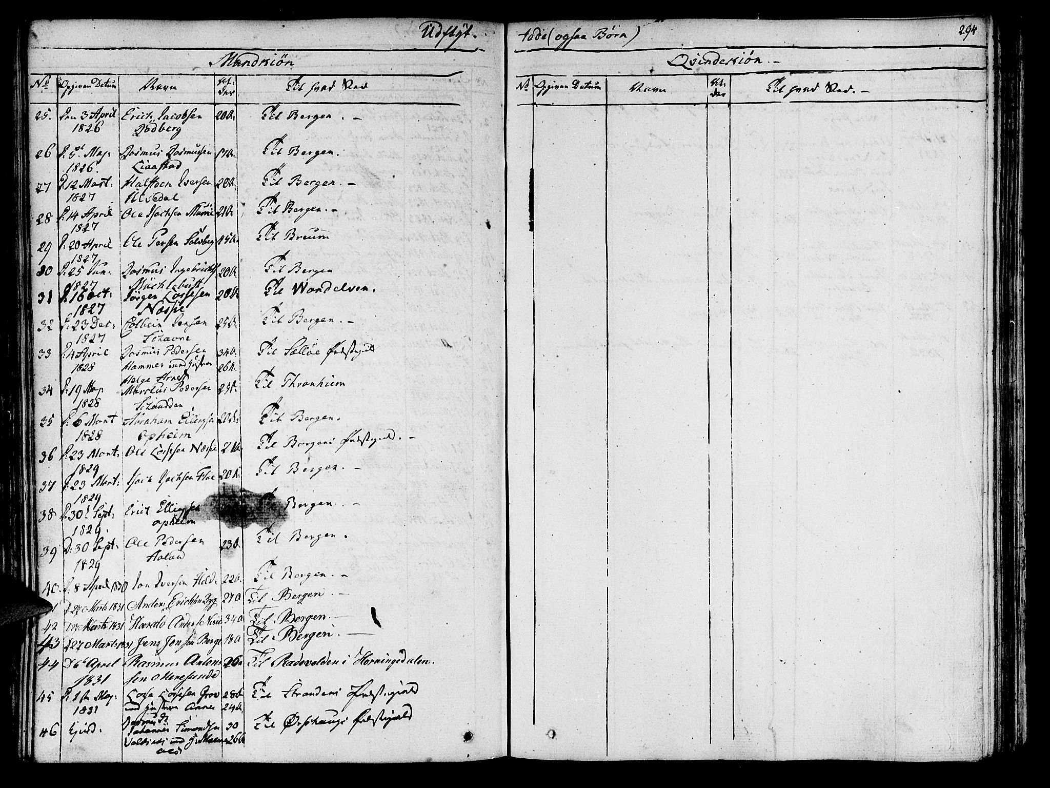 Innvik sokneprestembete, AV/SAB-A-80501: Parish register (official) no. A 3, 1820-1832, p. 294