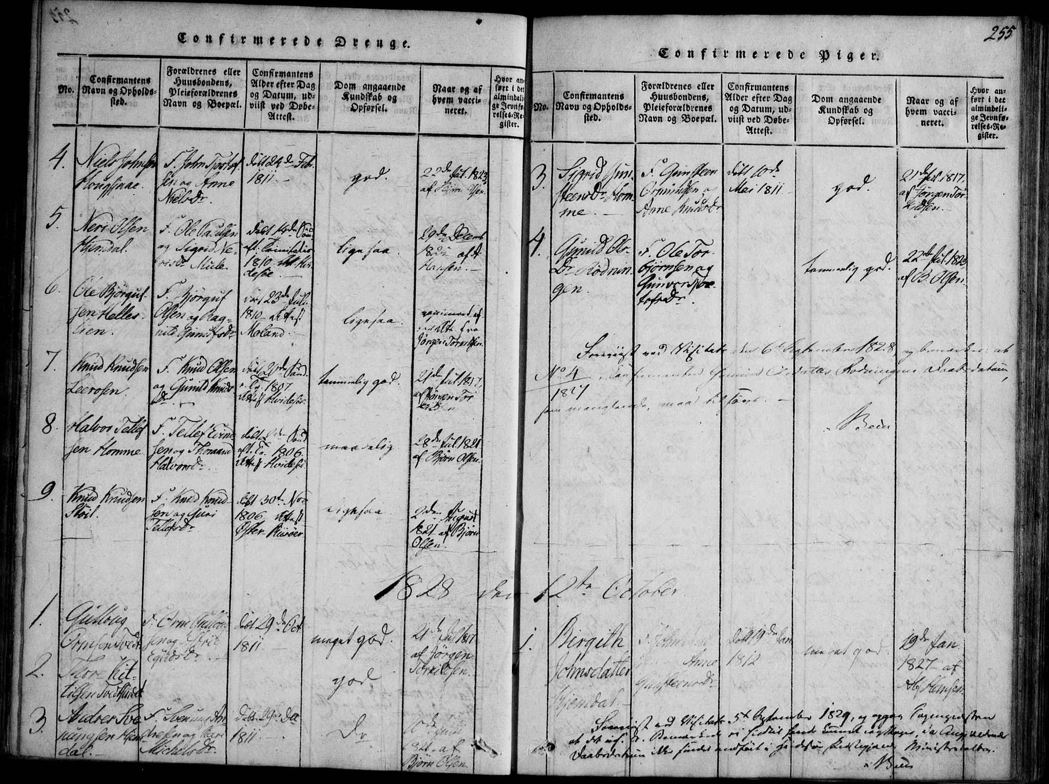 Nissedal kirkebøker, SAKO/A-288/F/Fb/L0001: Parish register (official) no. II 1, 1814-1845, p. 255