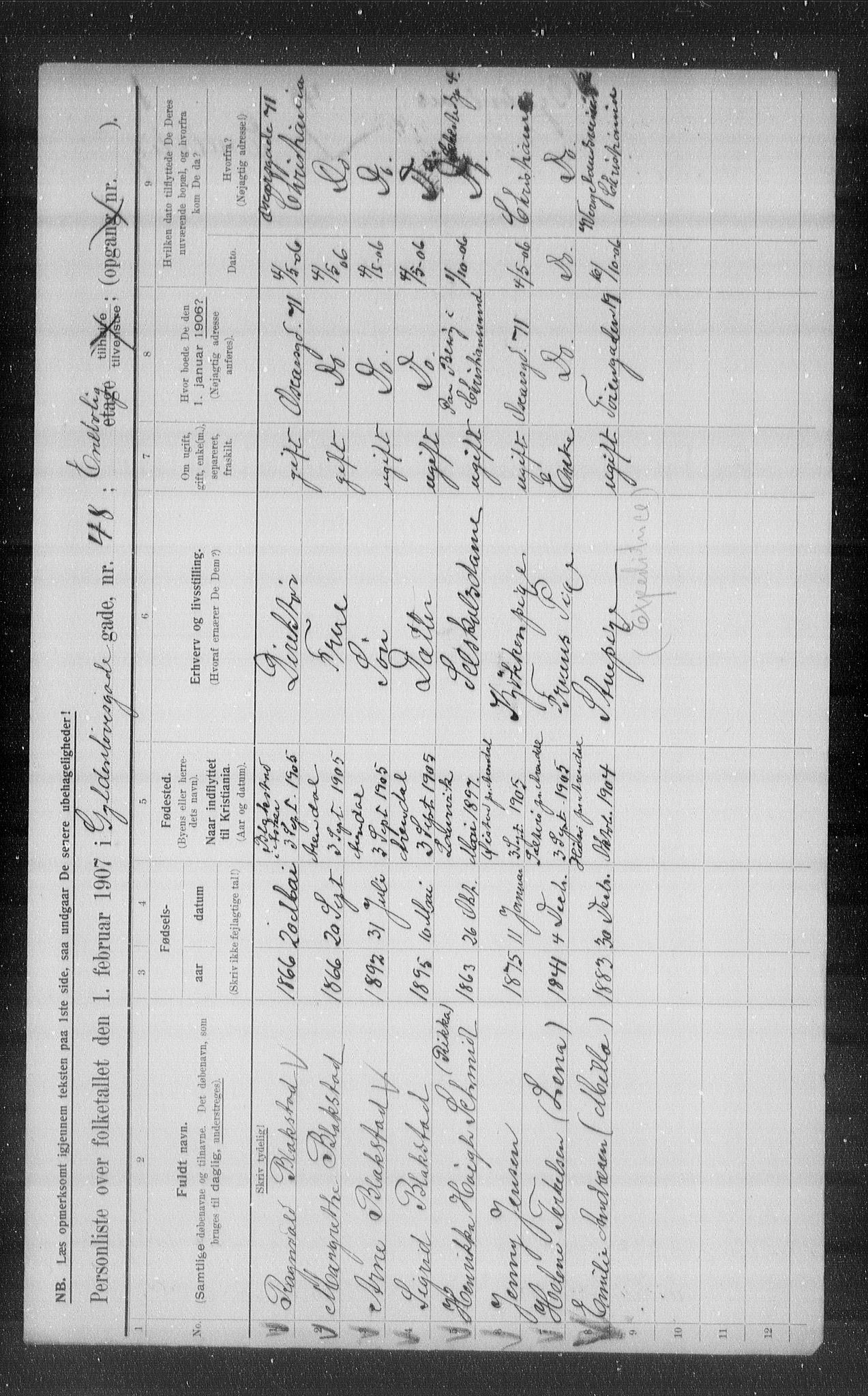 OBA, Municipal Census 1907 for Kristiania, 1907, p. 16746