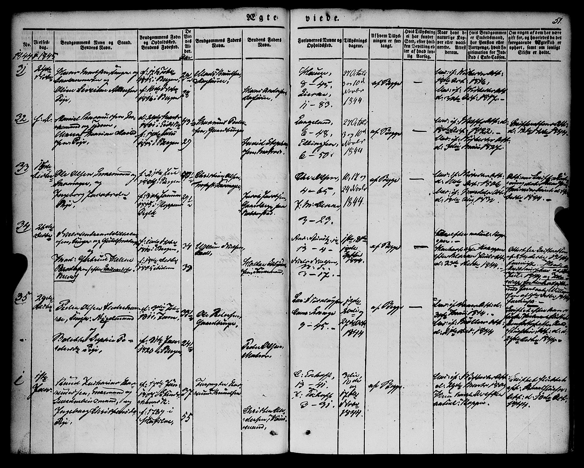 Nykirken Sokneprestembete, SAB/A-77101/H/Haa/L0031: Parish register (official) no. D 1, 1834-1861, p. 51