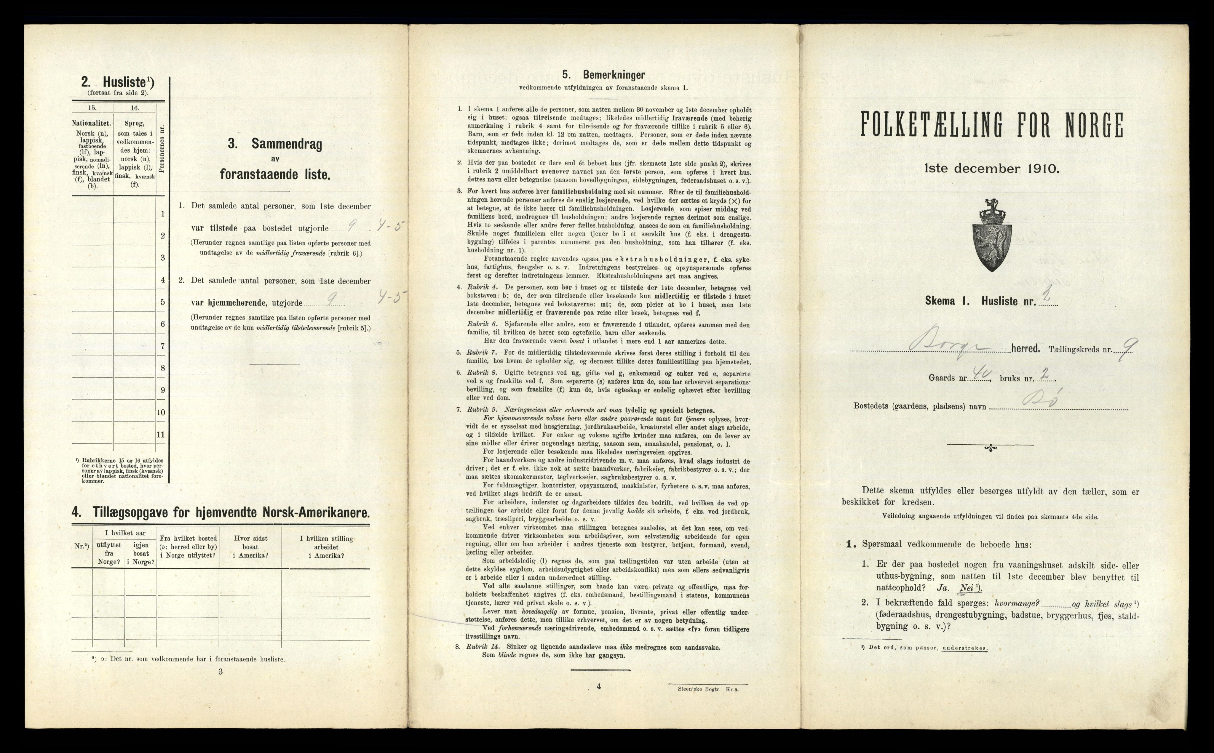 RA, 1910 census for Borge, 1910, p. 883