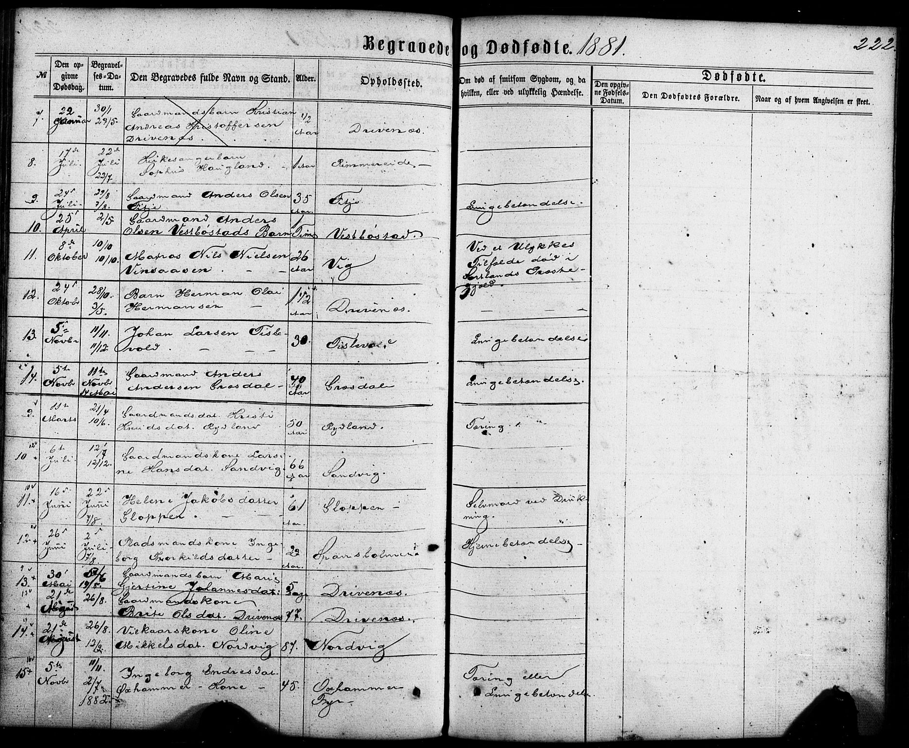 Fitjar sokneprestembete, AV/SAB-A-99926: Parish register (official) no. A 1, 1862-1881, p. 222