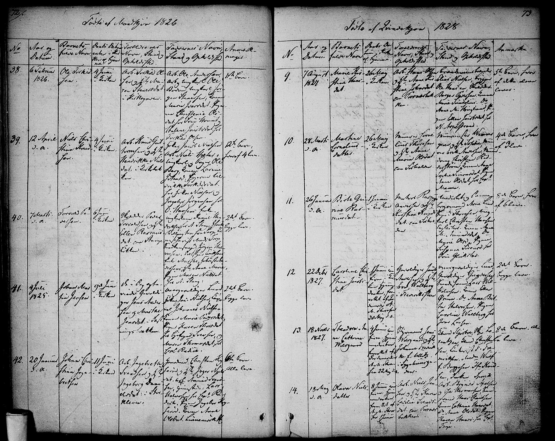 Halden prestekontor Kirkebøker, SAO/A-10909/F/Fa/L0004: Parish register (official) no. I 4, 1823-1834, p. 72-73