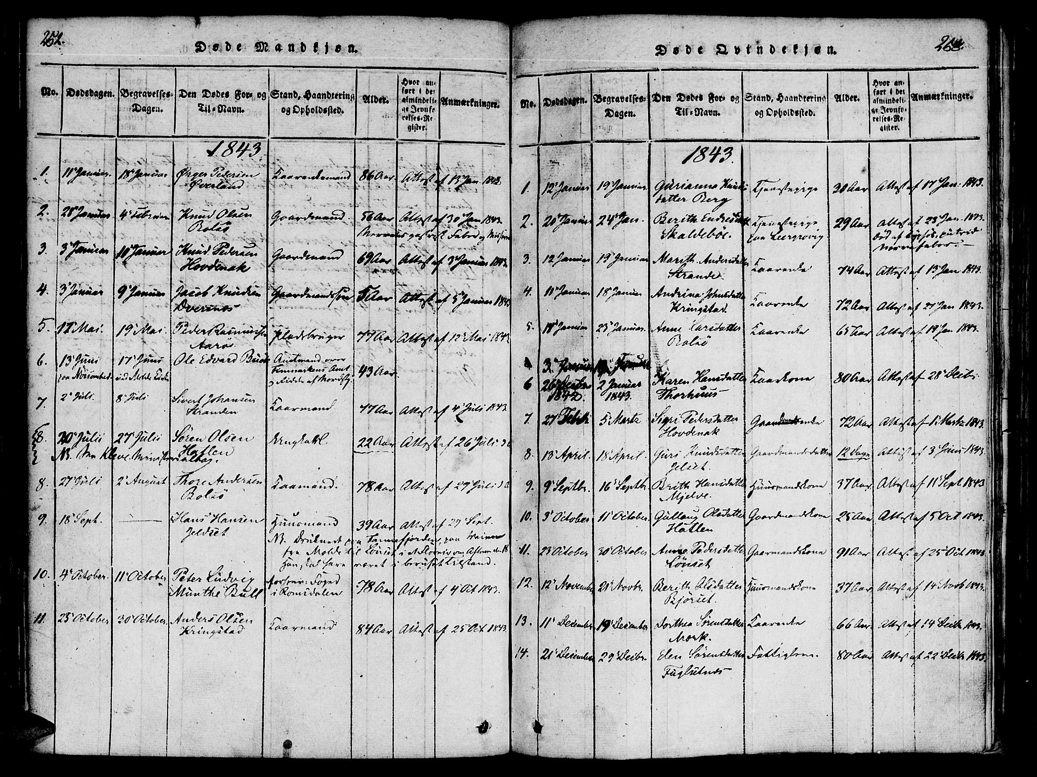 Ministerialprotokoller, klokkerbøker og fødselsregistre - Møre og Romsdal, SAT/A-1454/555/L0652: Parish register (official) no. 555A03, 1817-1843, p. 252-253