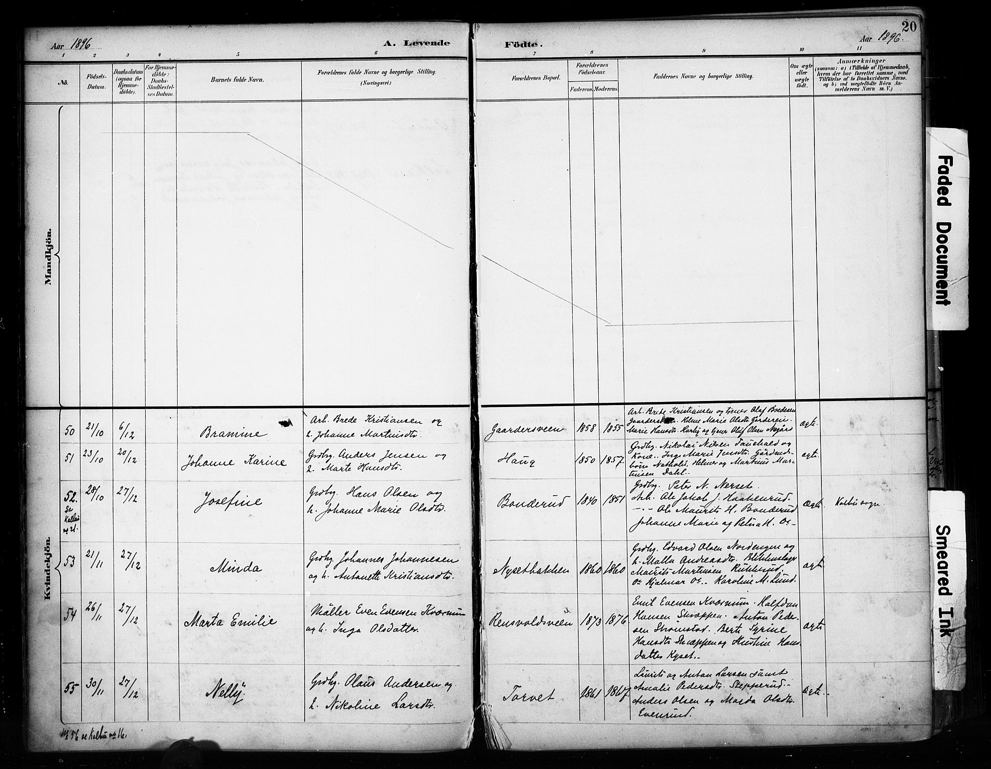 Vestre Toten prestekontor, SAH/PREST-108/H/Ha/Haa/L0011: Parish register (official) no. 11, 1895-1906, p. 20