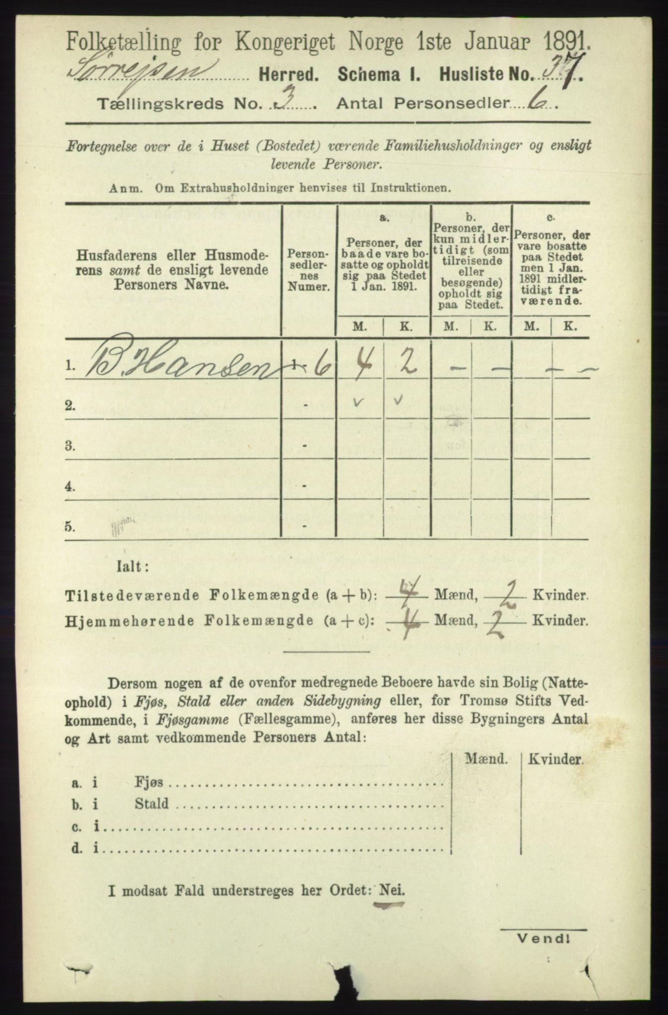 RA, 1891 census for 1925 Sørreisa, 1891, p. 680