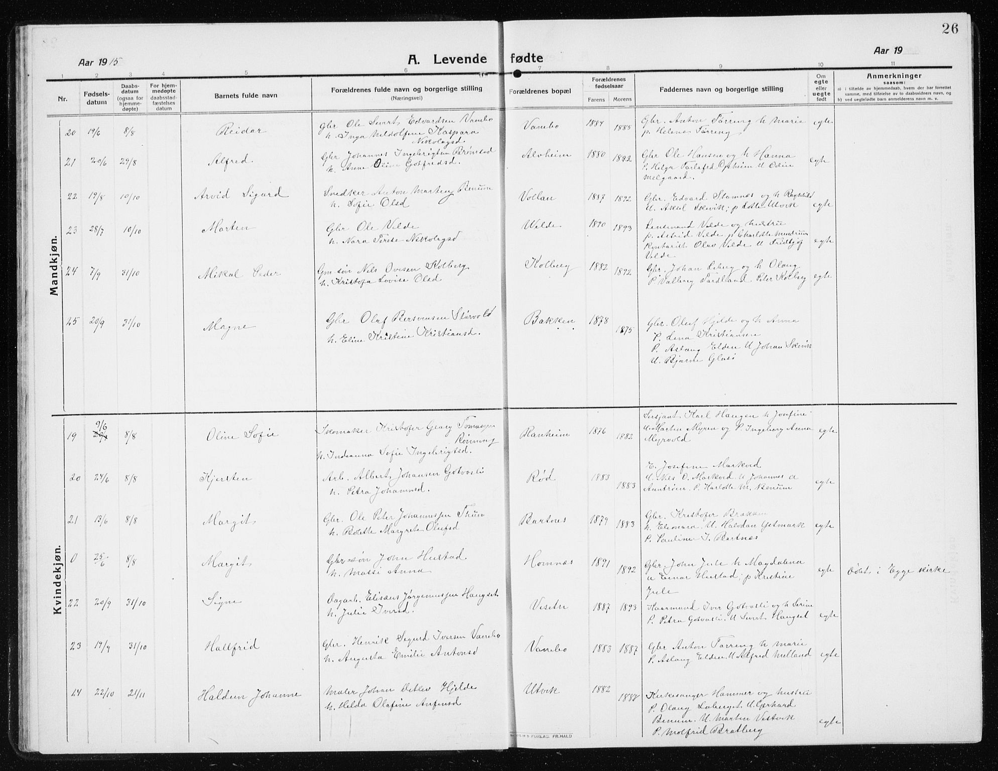 Ministerialprotokoller, klokkerbøker og fødselsregistre - Nord-Trøndelag, AV/SAT-A-1458/741/L0402: Parish register (copy) no. 741C03, 1911-1926, p. 26