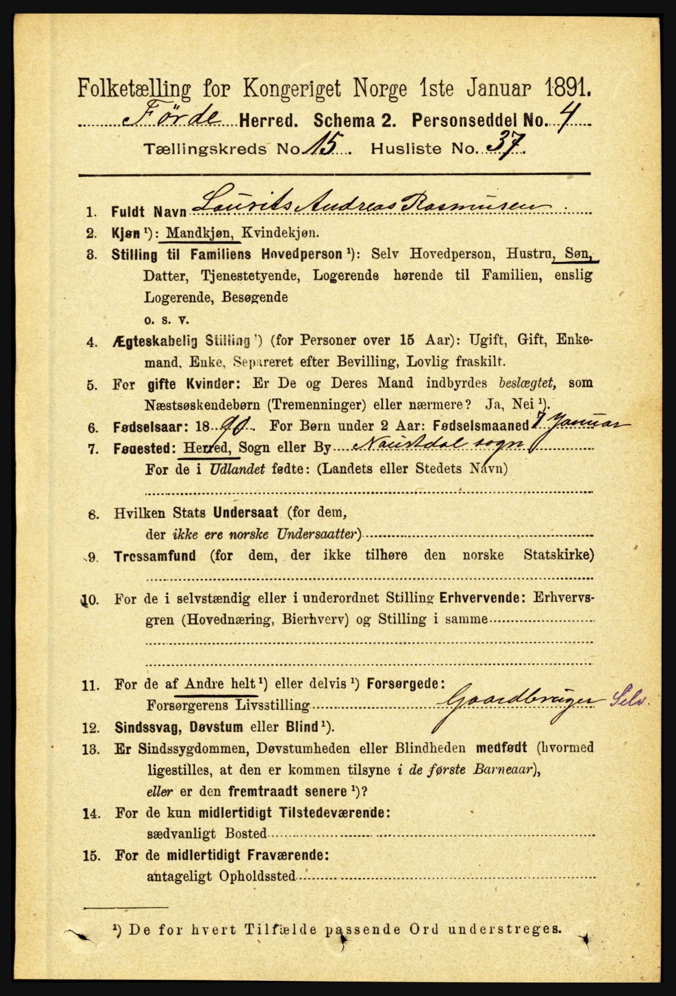 RA, 1891 census for 1432 Førde, 1891, p. 5755