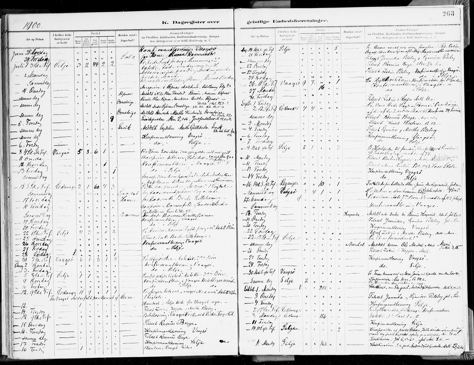 Selje sokneprestembete, AV/SAB-A-99938/H/Ha/Haa/Haab: Parish register (official) no. B 2, 1891-1907, p. 263