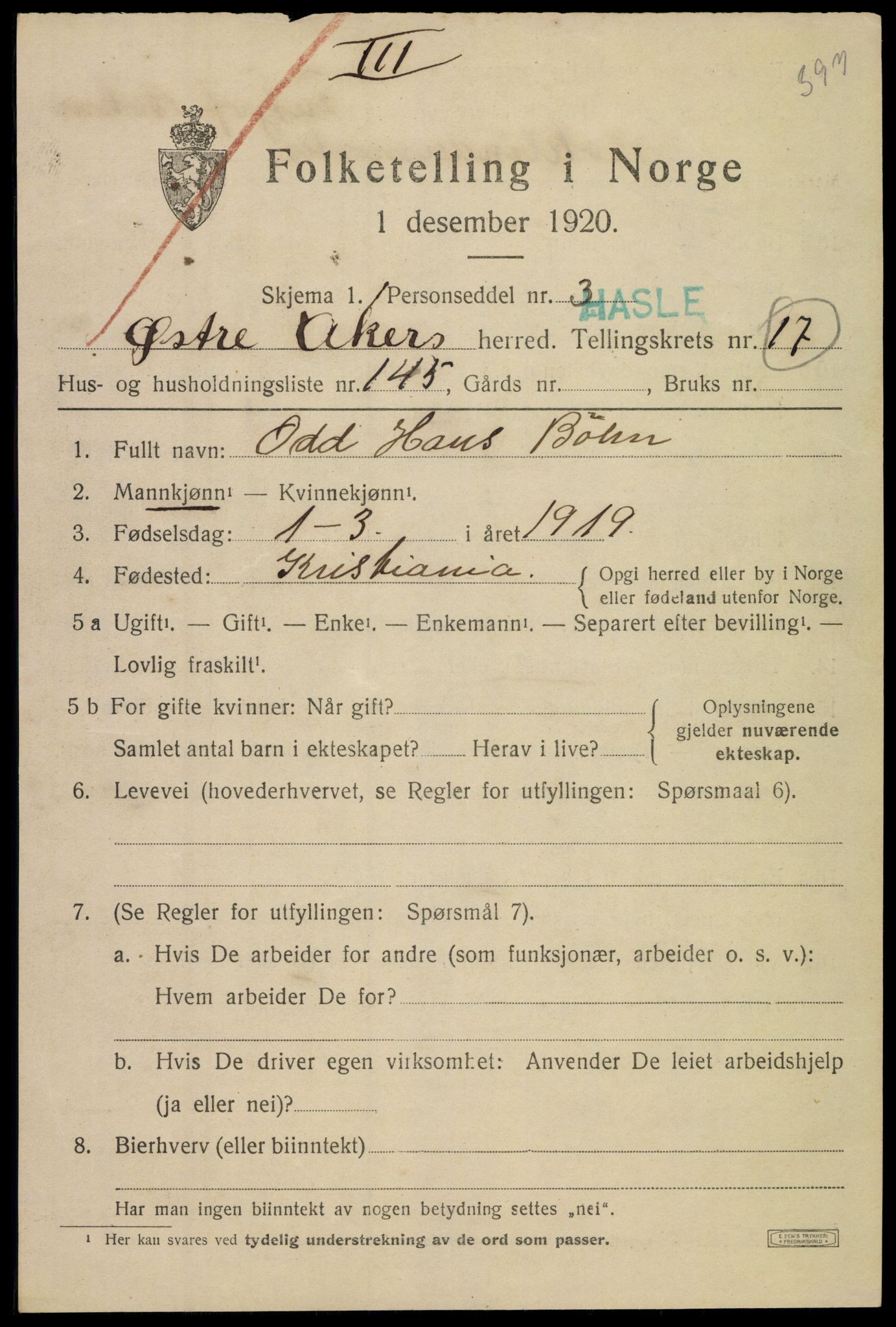 SAO, 1920 census for Aker, 1920, p. 108740