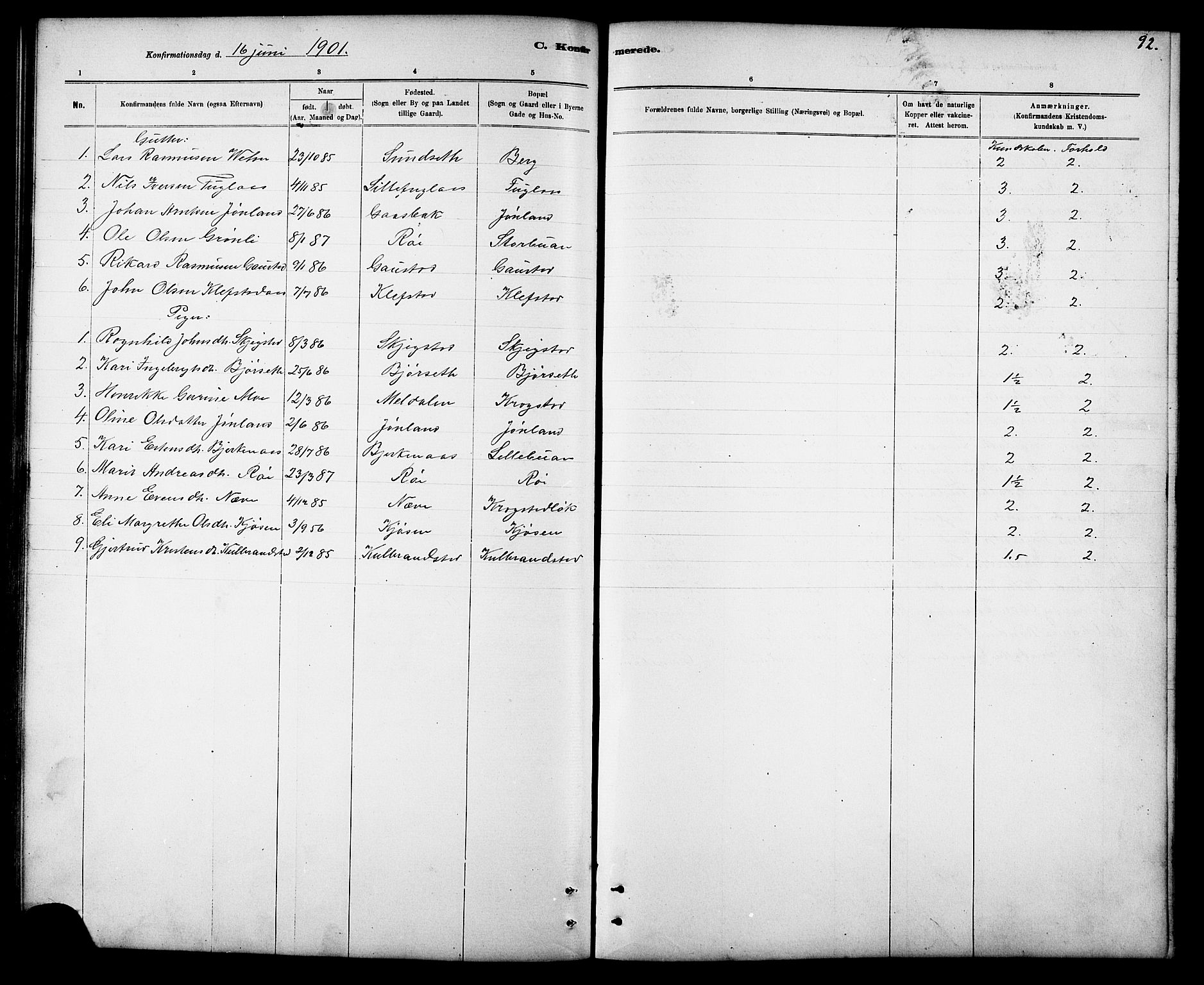 Ministerialprotokoller, klokkerbøker og fødselsregistre - Sør-Trøndelag, SAT/A-1456/694/L1132: Parish register (copy) no. 694C04, 1887-1914, p. 92